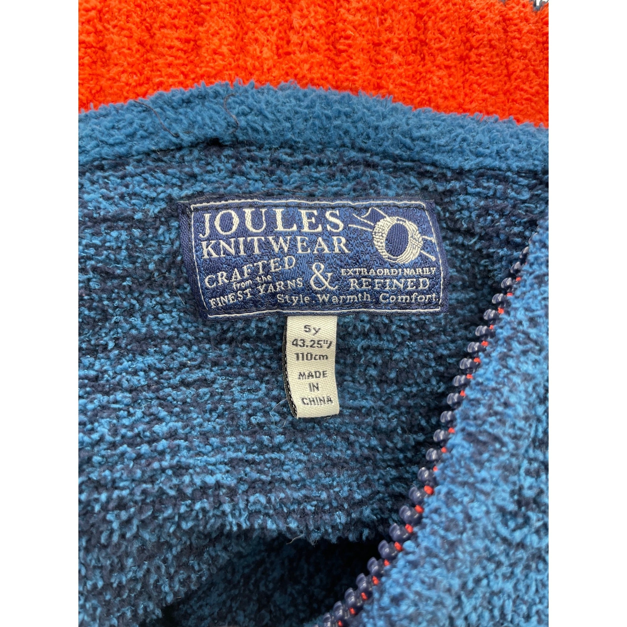 Joules Knitwear Boy's 5Yrs Blue & Orange Zip-Up Sweater