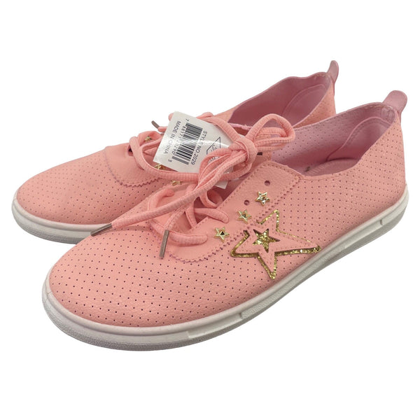 NWOT Women's Size 11 Niki Light Pink/White Sneakers W/ Gold Stars