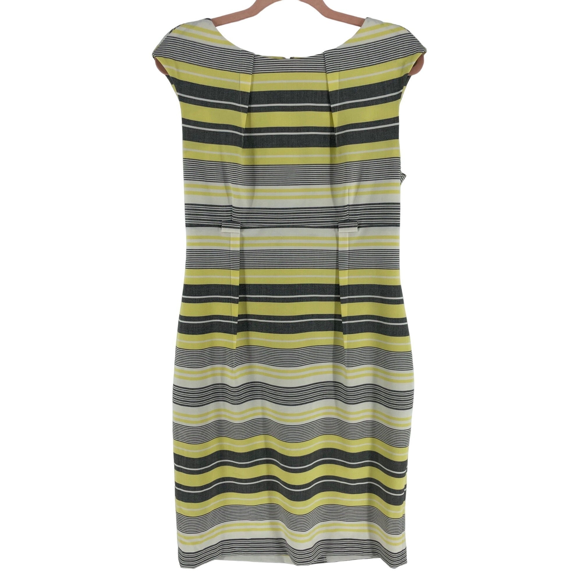 Calvin Klein Women's Size 10 Yellow/Black/Grey/White Striped Sheath Dress