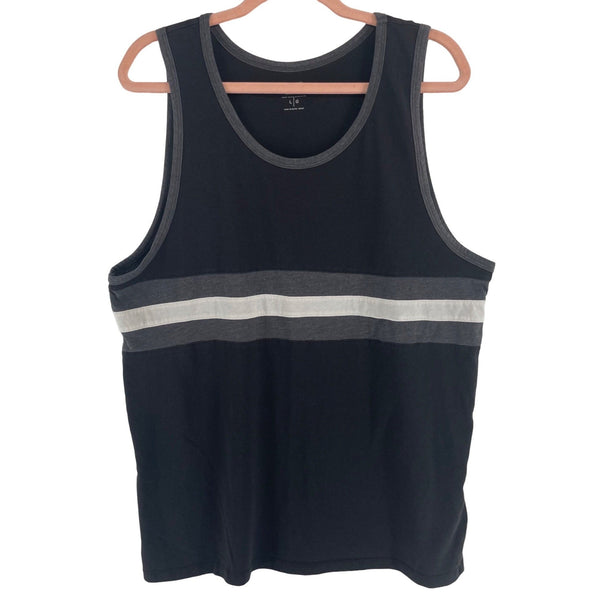 Old Navy Men's Size Large Black/Grey/White Striped Tank Top