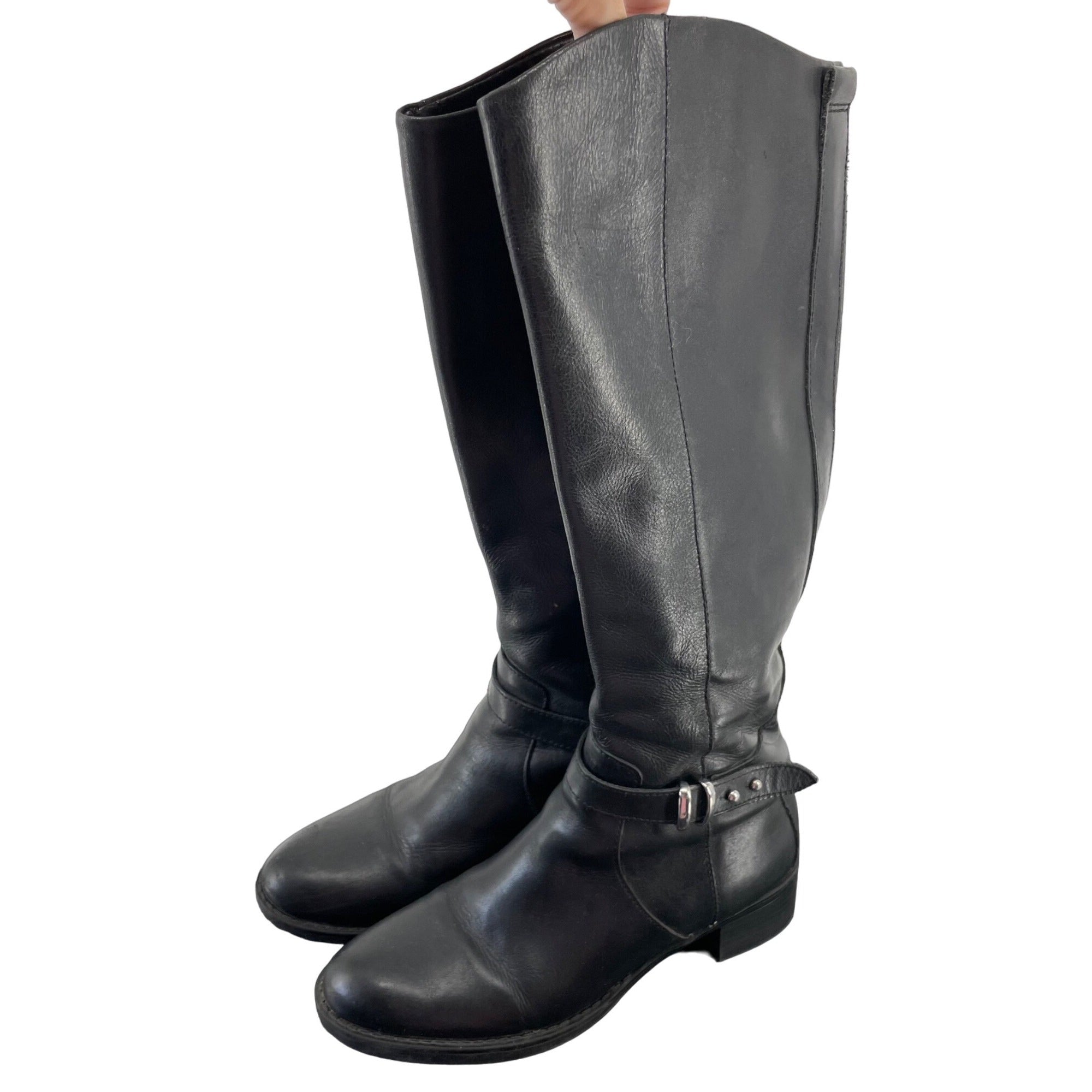 Franco Sarto Women's Size 6 Black Knee-High Leather Boots