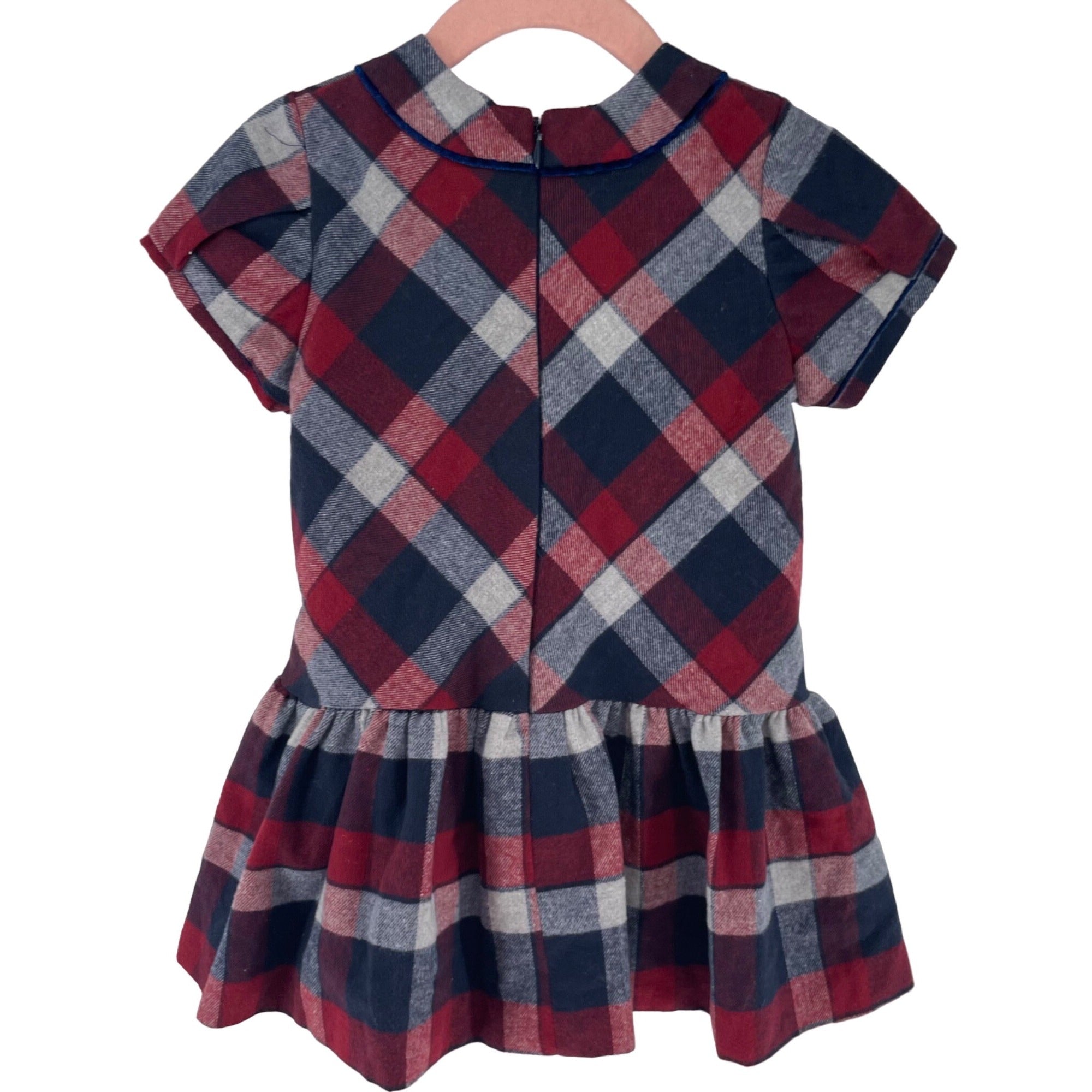 Mayoral Girl's Size 24 Months Navy/Burgundy/Grey Plaid Dress