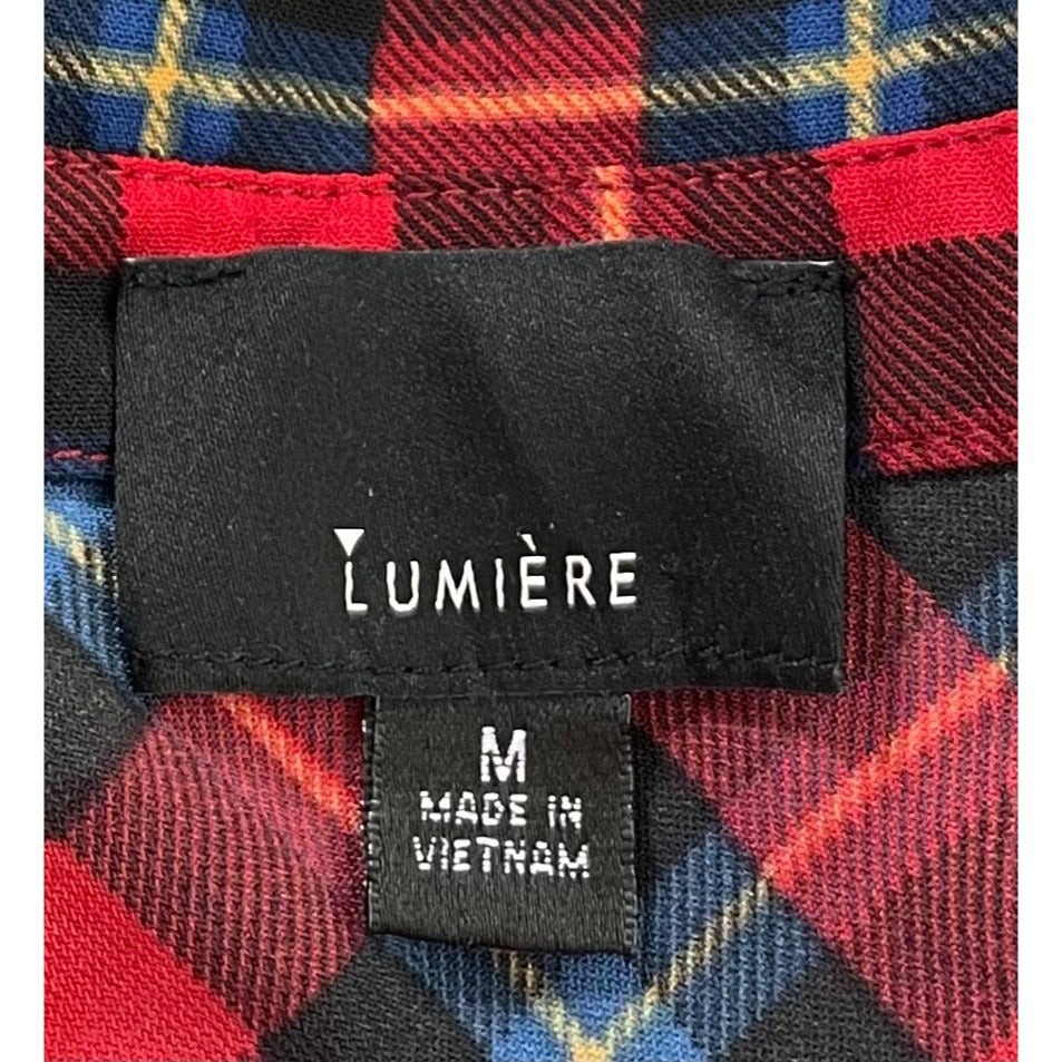 Lumiere Women's Size Medium Red/Navy/Black/Yellow Plaid Tank Top