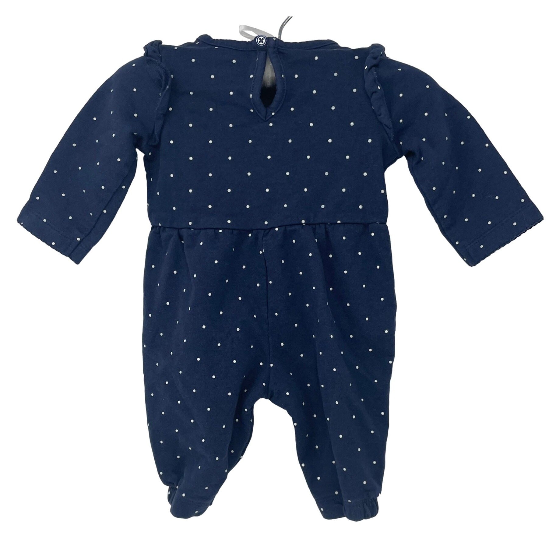 Carter's Baby Girl Size 3M Navy Blue/White/Gold Polka Dot Onesie