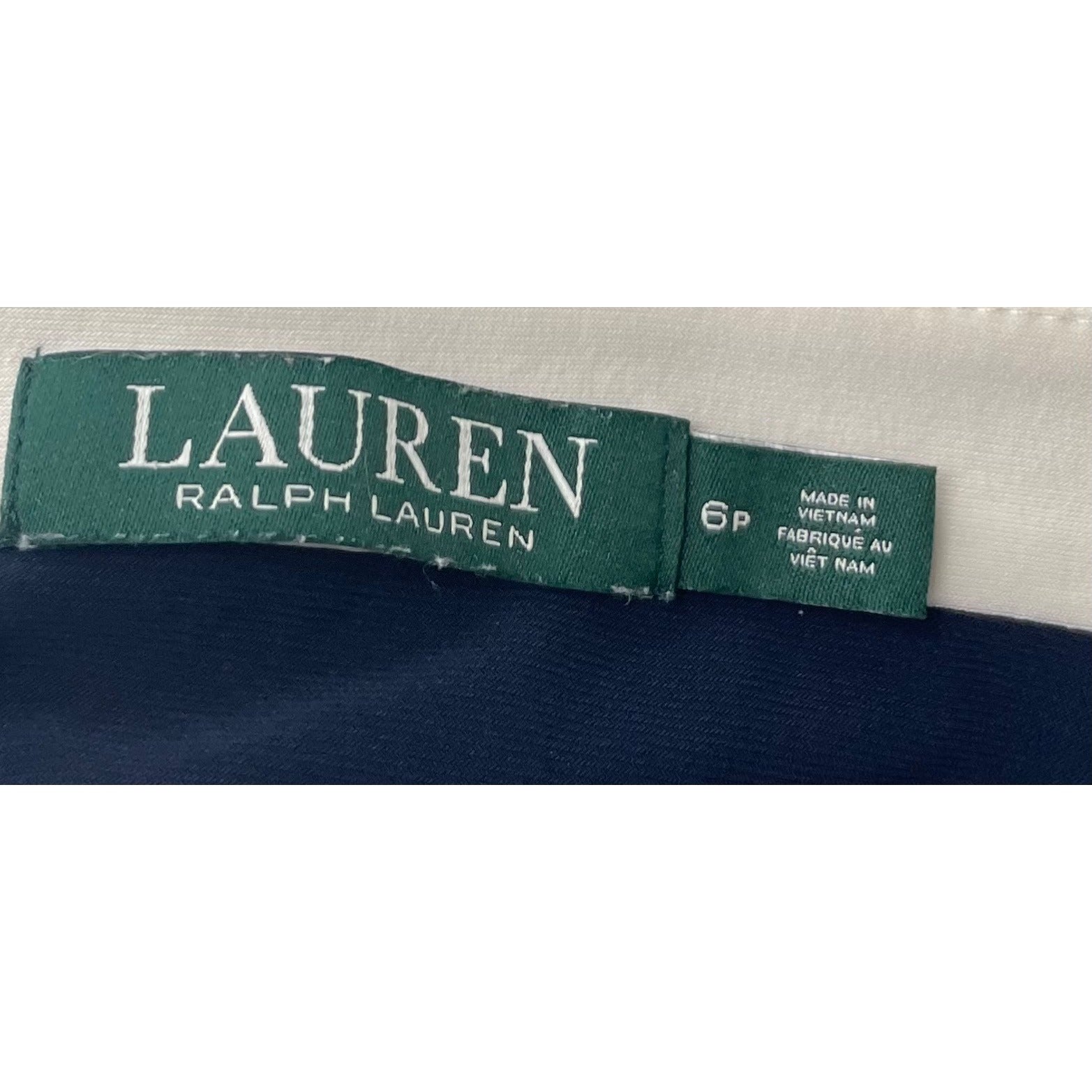 Ralph Lauren Women's Size 6P Navy Blue & White Long-Sleeved Sheath Dress