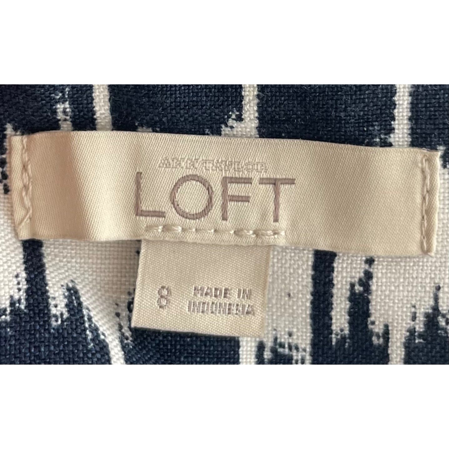 LOFT Women's Size 8 Navy Blue & White Linen Blend Striped Mini Skirt