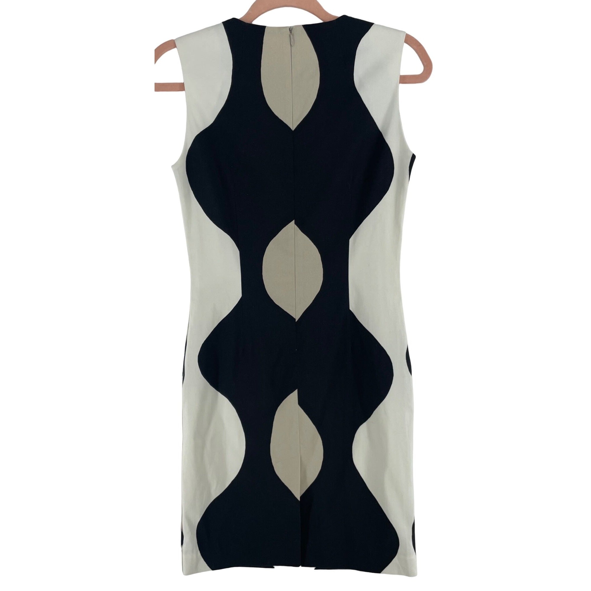 Marimekko Women's Size XS (34) Black, Tan & White Sleeveless Sheath Dress