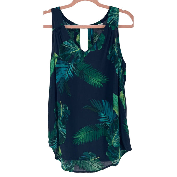 Old Navy Women's Size Medium Navy/Teal/Green Tropical Sleeveless Tank