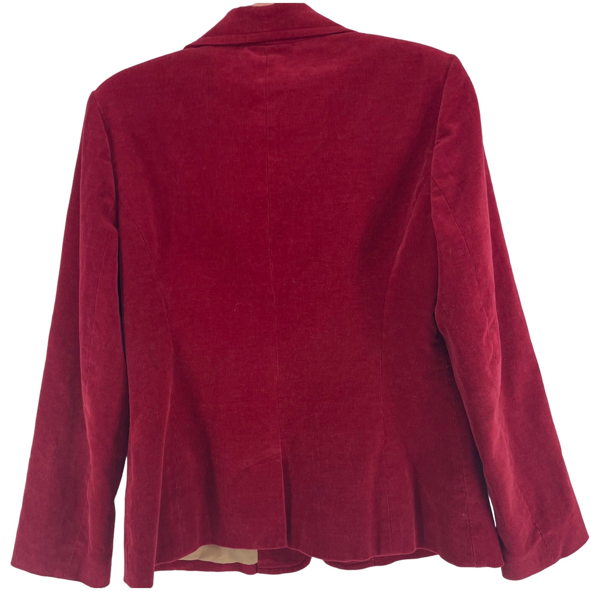 Old Navy Reddish Burgundy Corduroy Double-Breasted Blazer W/ Brooch