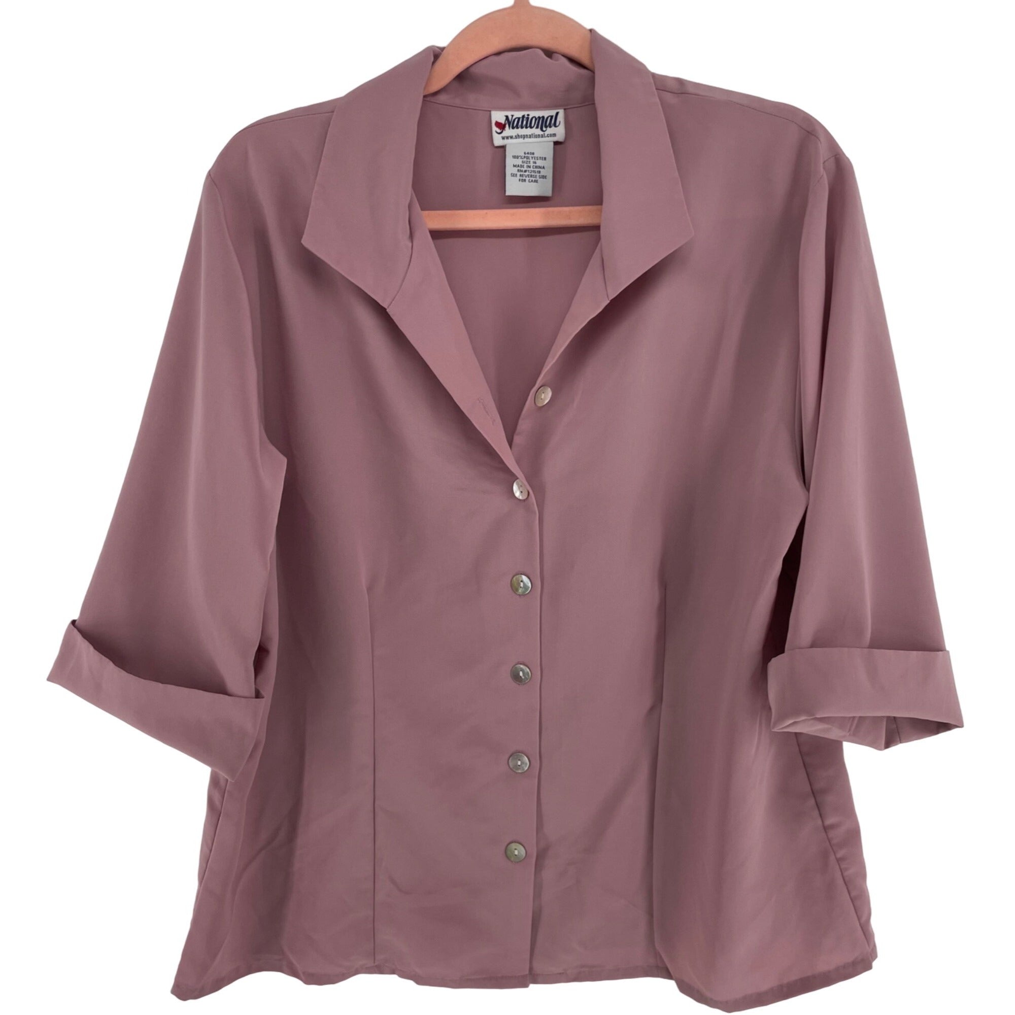 National Women's Size 16 Women's Mauve Pink 3/4 Quarter Length Sleeve Blouse