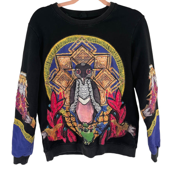 JFF Vogue Fashion Women's Junior's Size 3 Black & Multi-Colored Crew Neck Penguin Sweatshirt