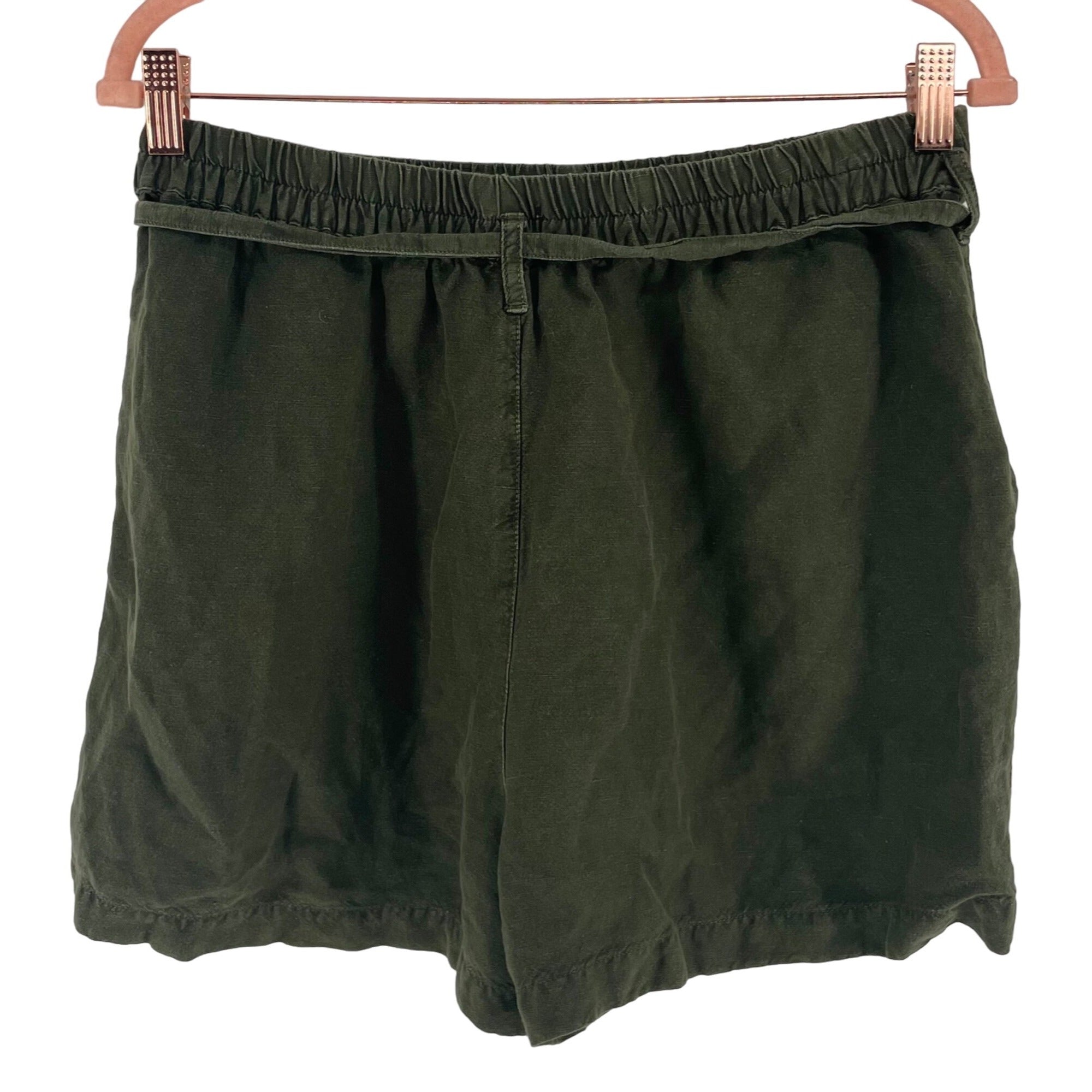 Lucky Brand Women's Size Medium Olive Green Linen Shorts W/ Stretch Band Waist