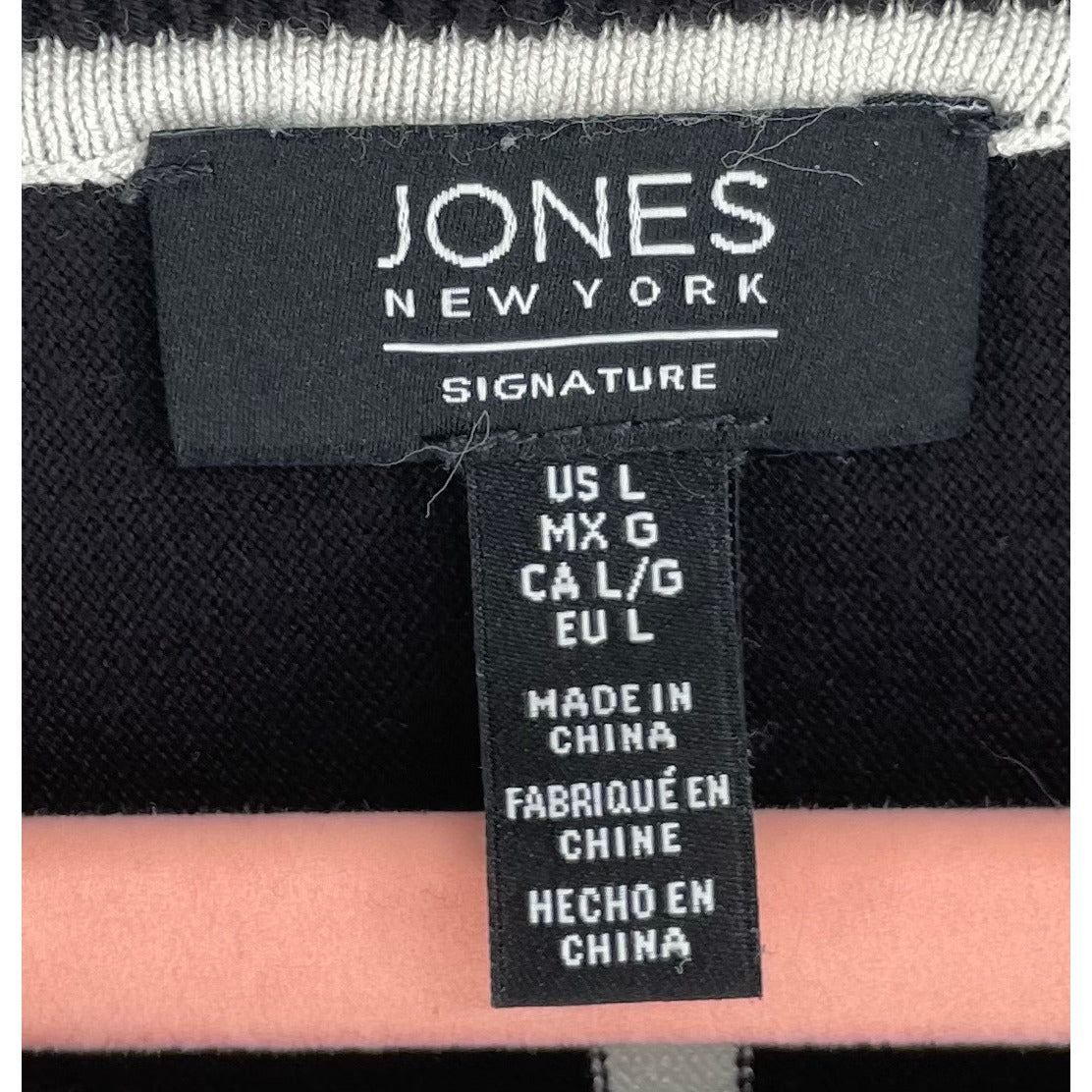 Jones New York Women's Size Large Black & White Crew Neck Sweater