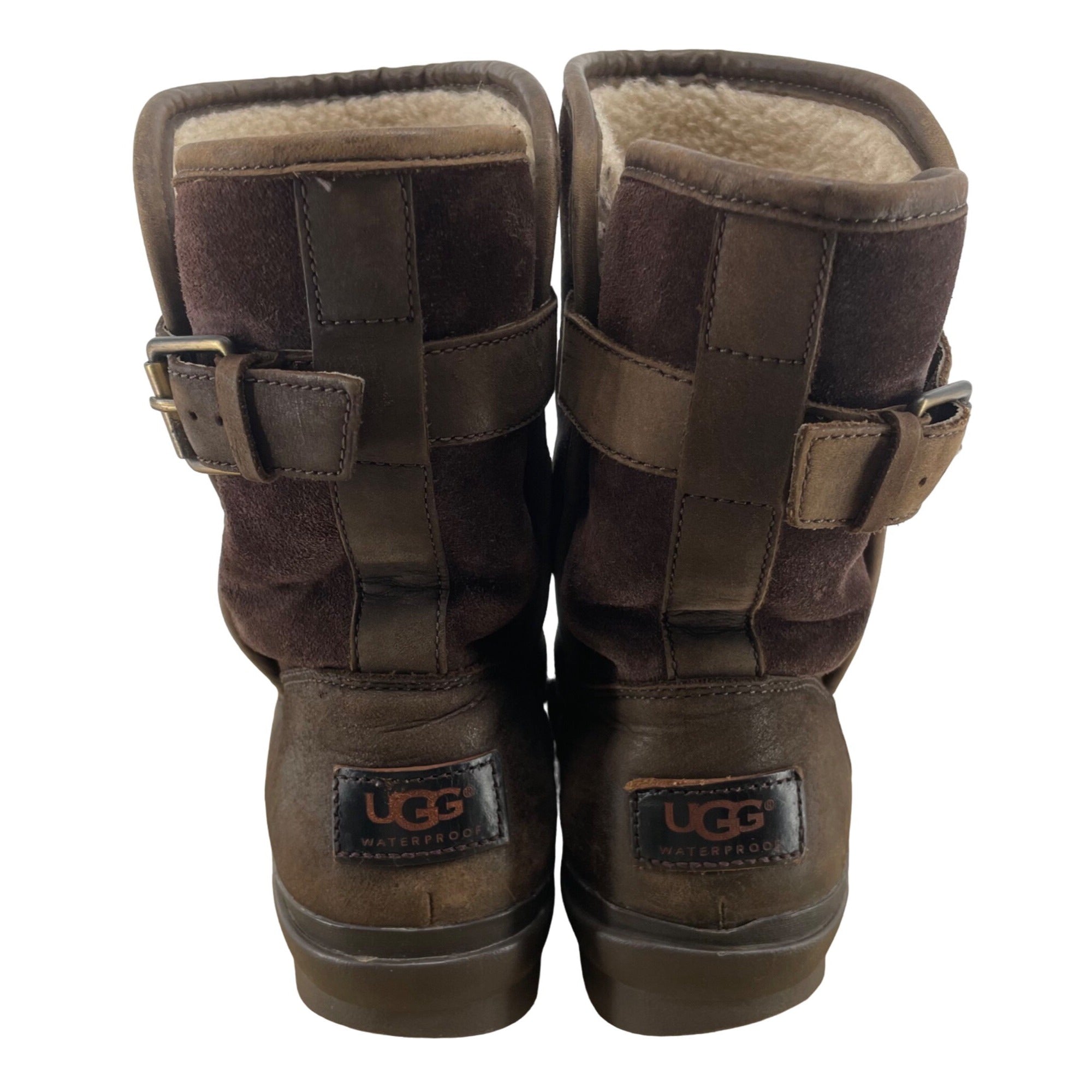 Ugg Women's Size 6 Brown Suede & Leather Boots W/ Shearling Lining