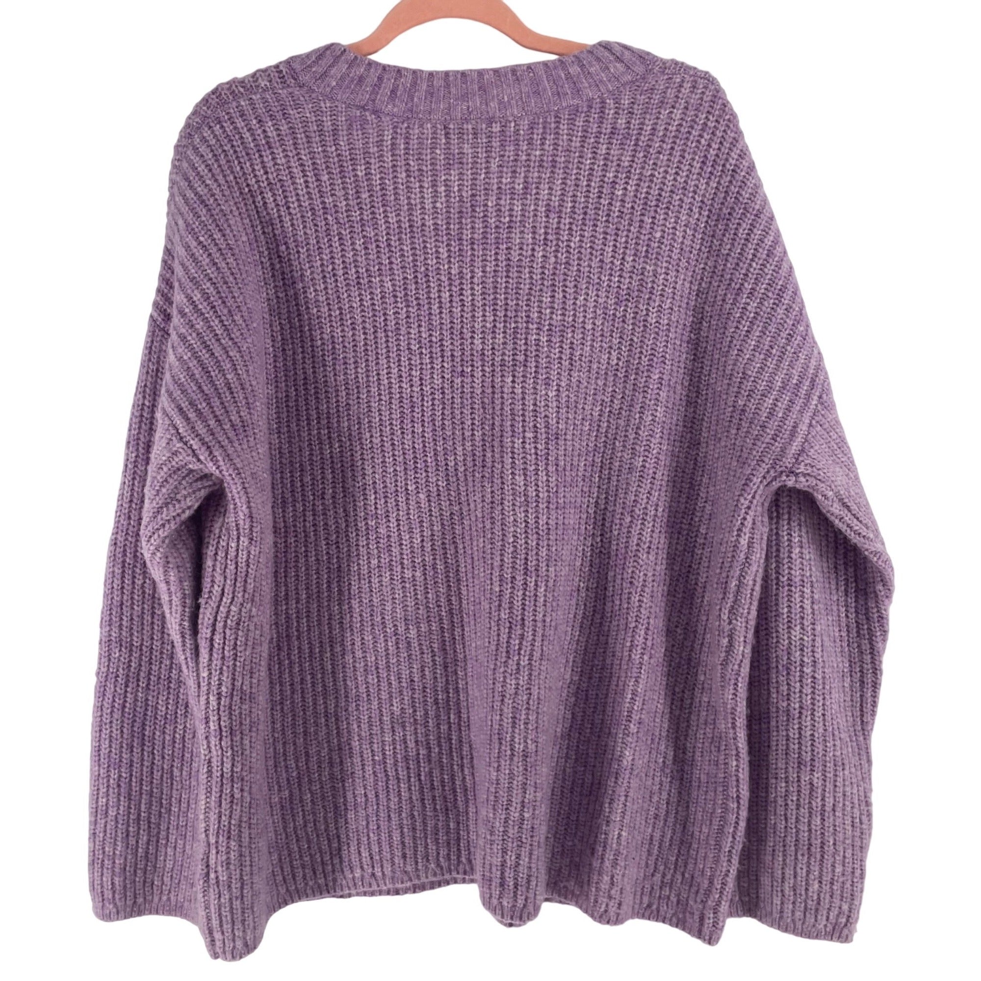 Banana Republic Women's Size XL Light Purple V-Neck Merino Wool Blend Knit Sweater