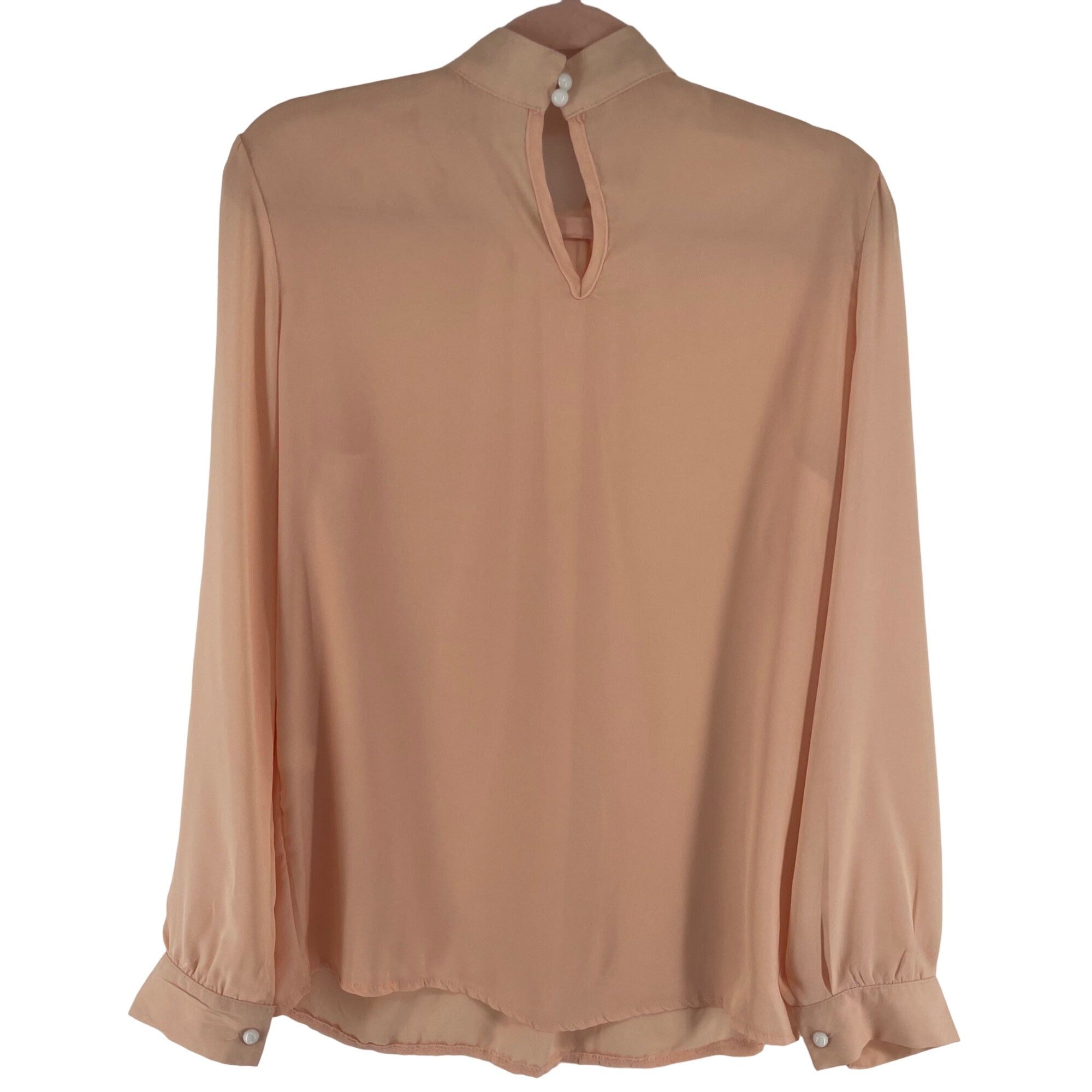 Women's Size Large Peach Long-Sleeved Sheer Blouse