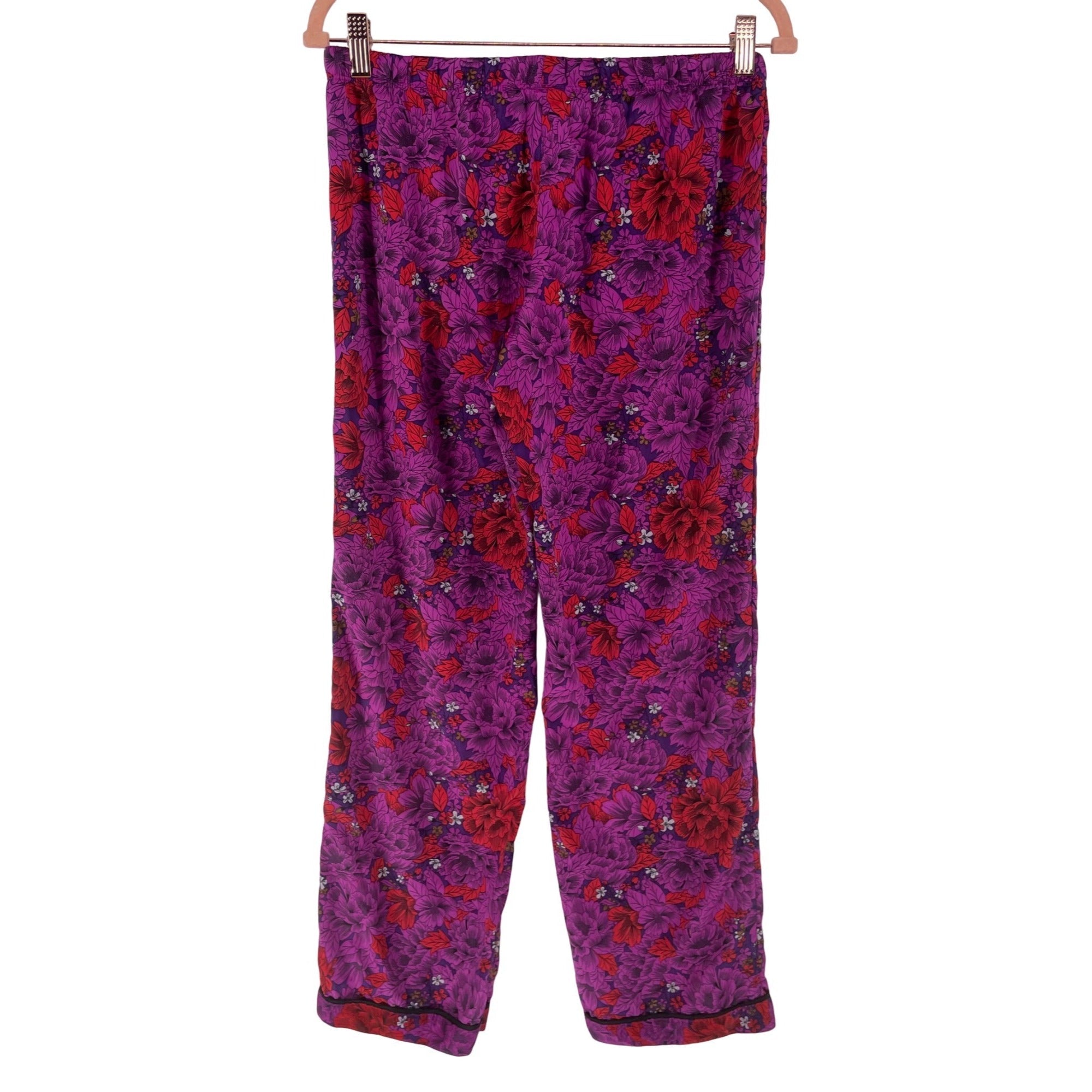 Gilligan & O'Malley Women's Size XS Purple & Red Floral Satin Pajama Pants