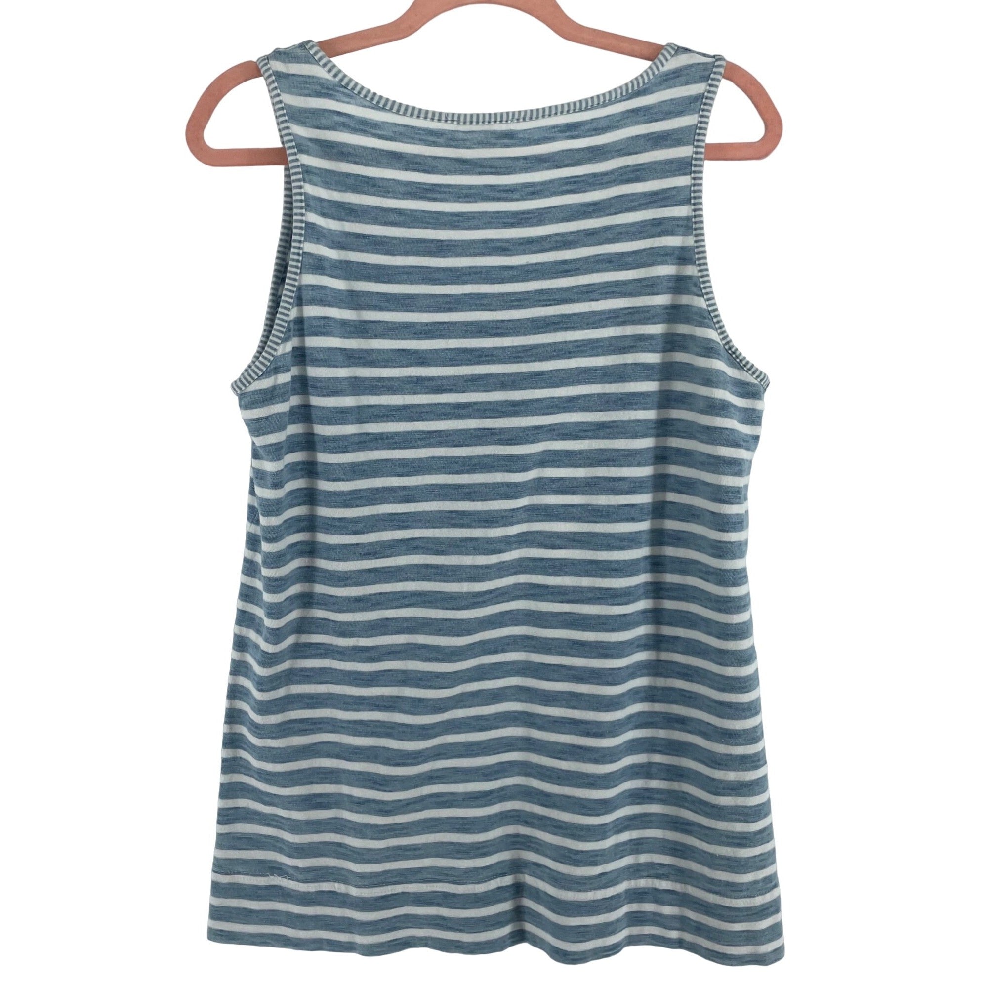 Jane And Delancey Women's Size Medium White & Light Black Striped Tank Top