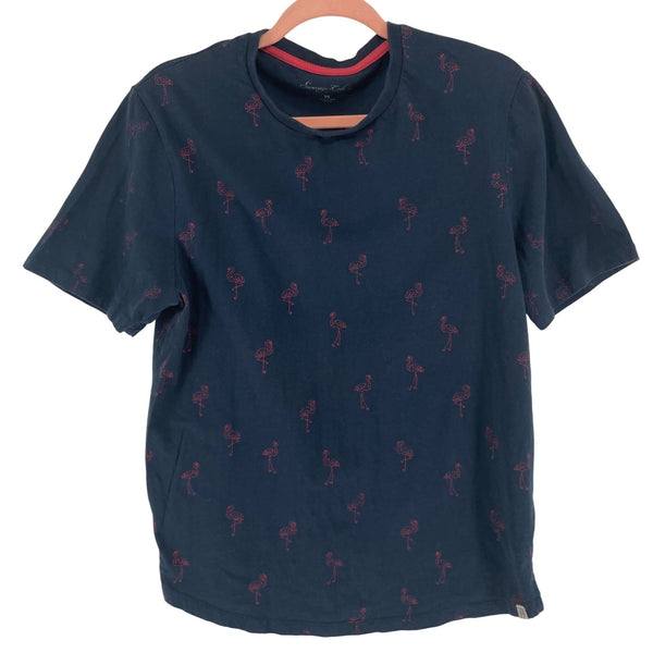 Sovereign Code Men's Size Medium Navy Blue/Pink Flamingo Print T-Shirt