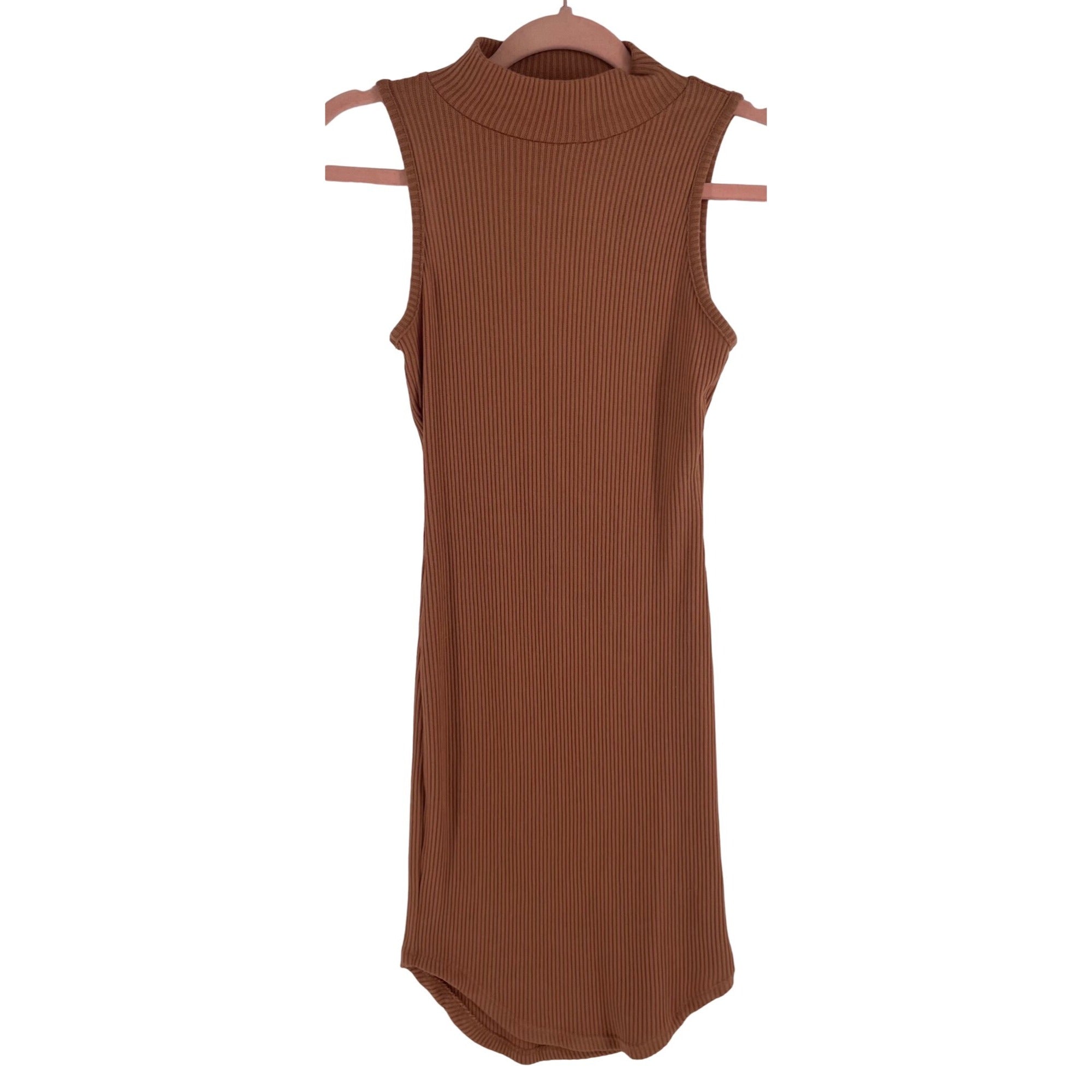 NWT Revamped Women's Size Medium Burnt Orange Ribbed Sleeveless Midi Dress