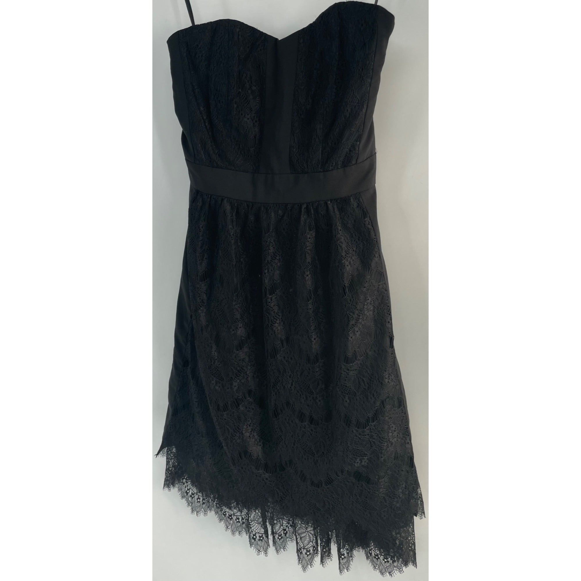 Broadway & Broome Women's Size 0 Strapless Black Lace Mini Party Dress