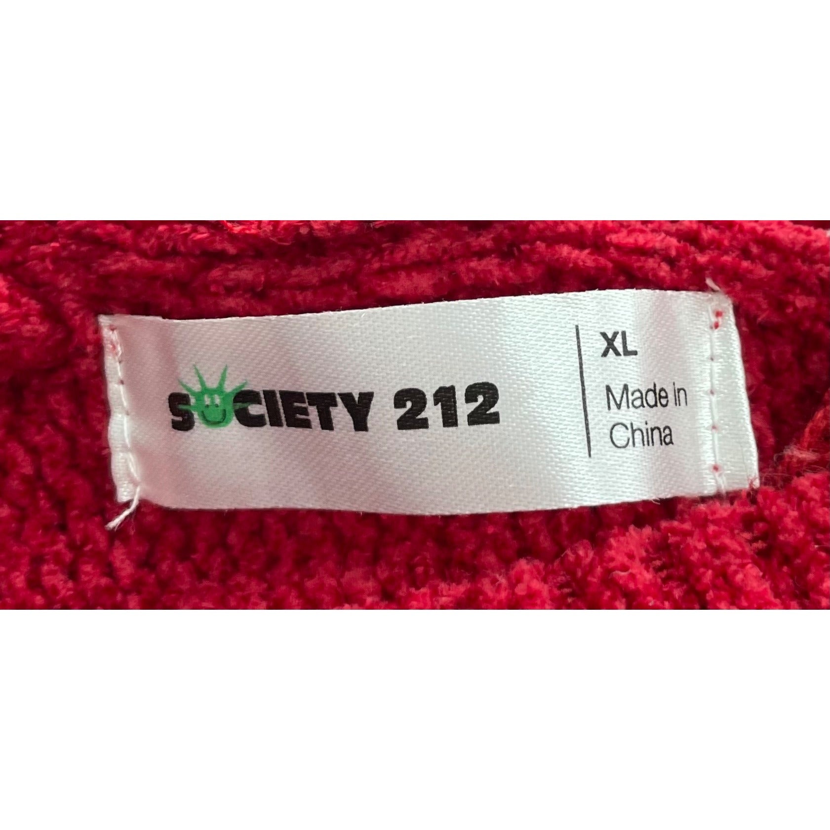 Society 212 Women's Size XL Red Chenille Cropped Crew Neck Knit Sweater