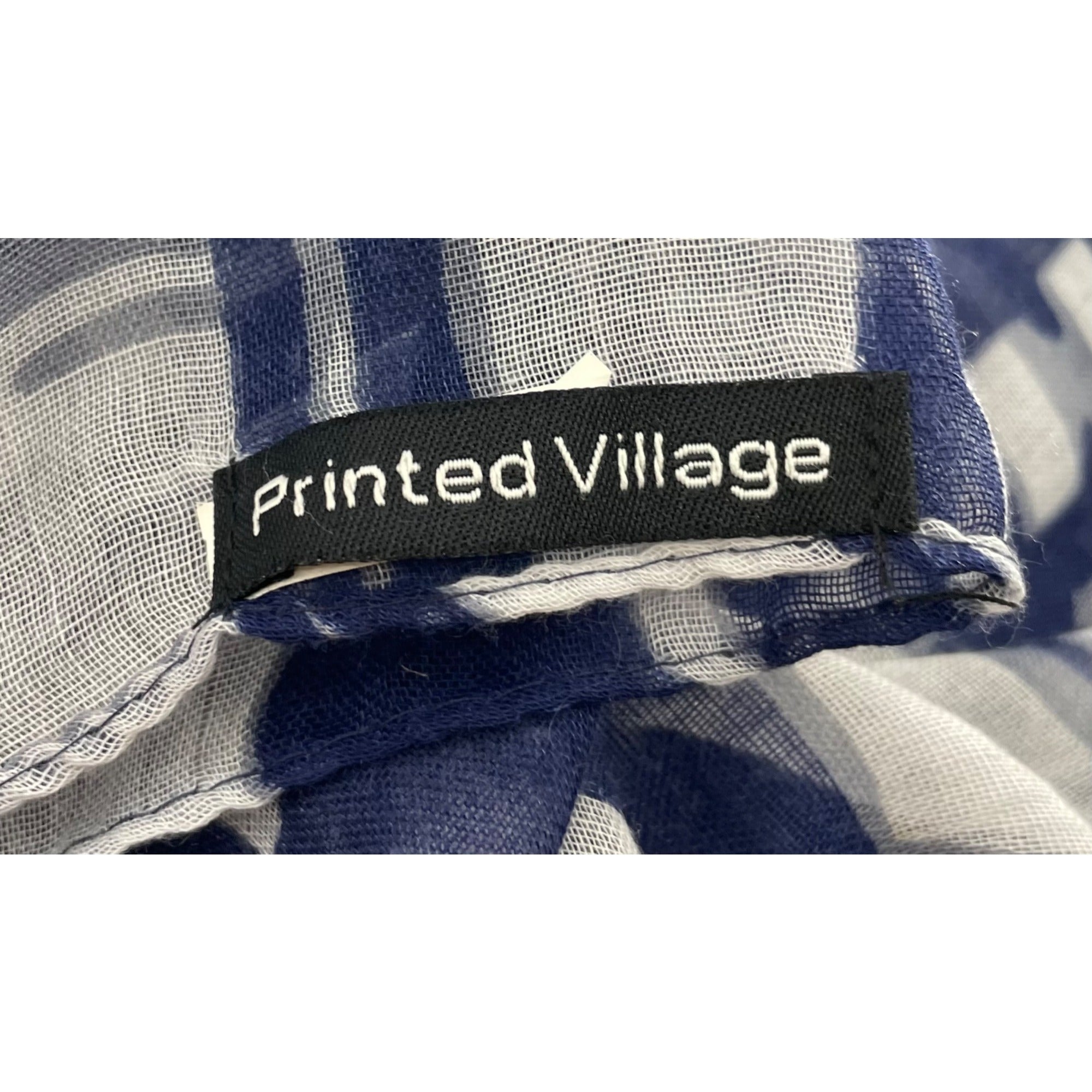 Printed Village Women's Blue & White Checkered Pashmina Scarf