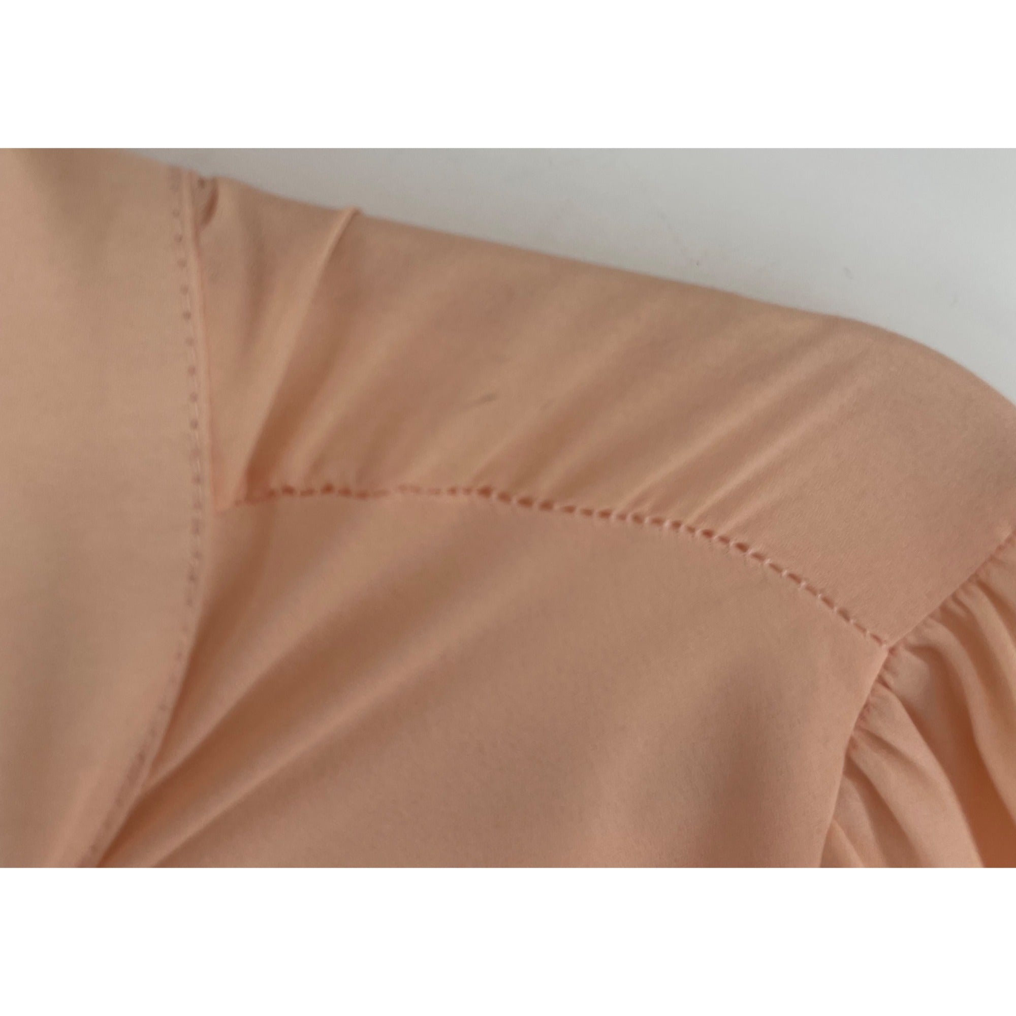 Women's Size Large Peach Long-Sleeved Sheer Blouse