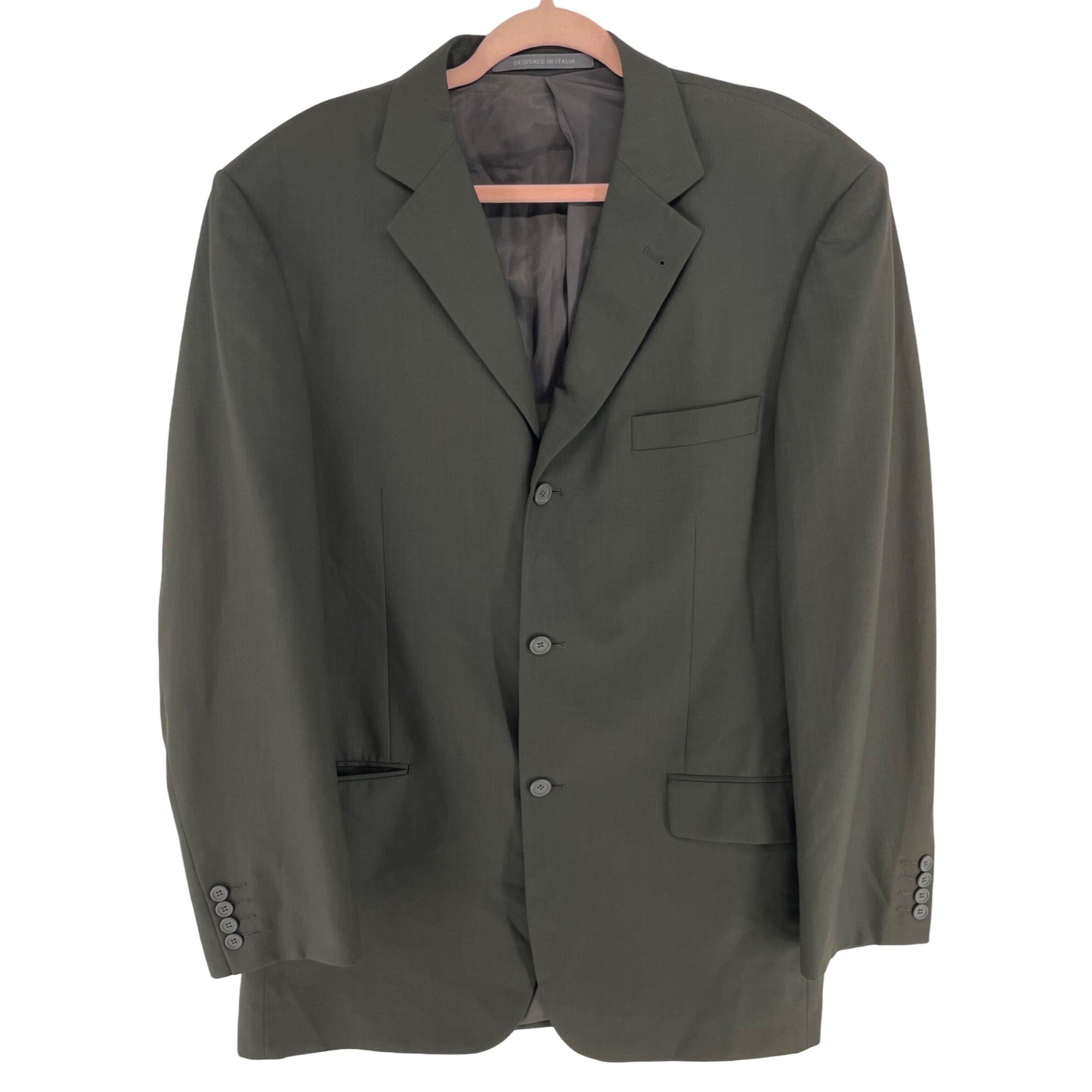 Angelo Rossi Men's Olive Green 32R Micro Tech Italia Hand Tailored Blazer