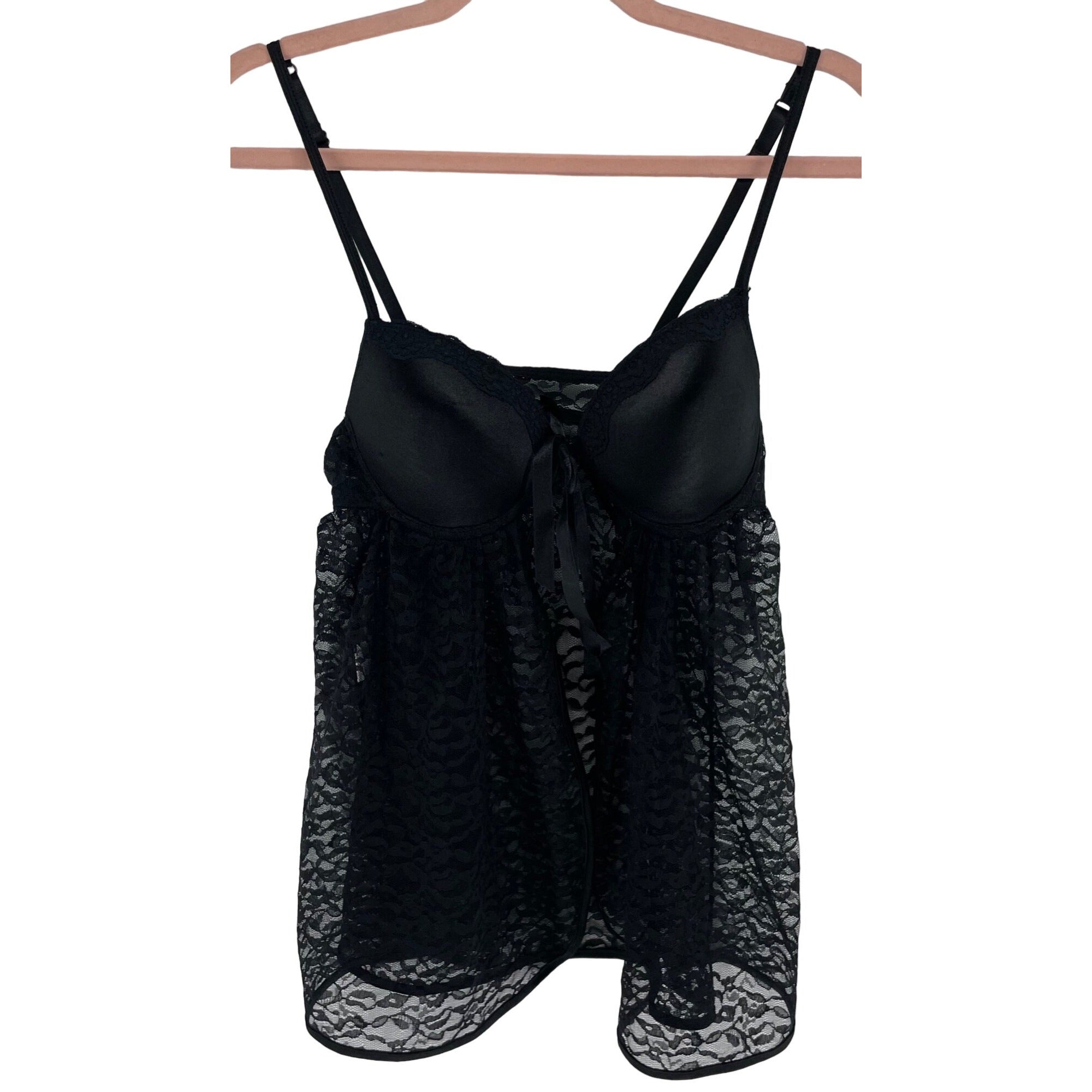 Women's Size Medium Black Lace & Satin Chemise