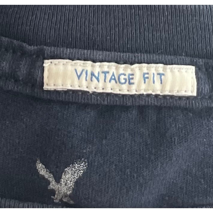 American Eagle Women's Size XS Vintage Fit Navy & Tan Graphic Crew Neck T-Shirt