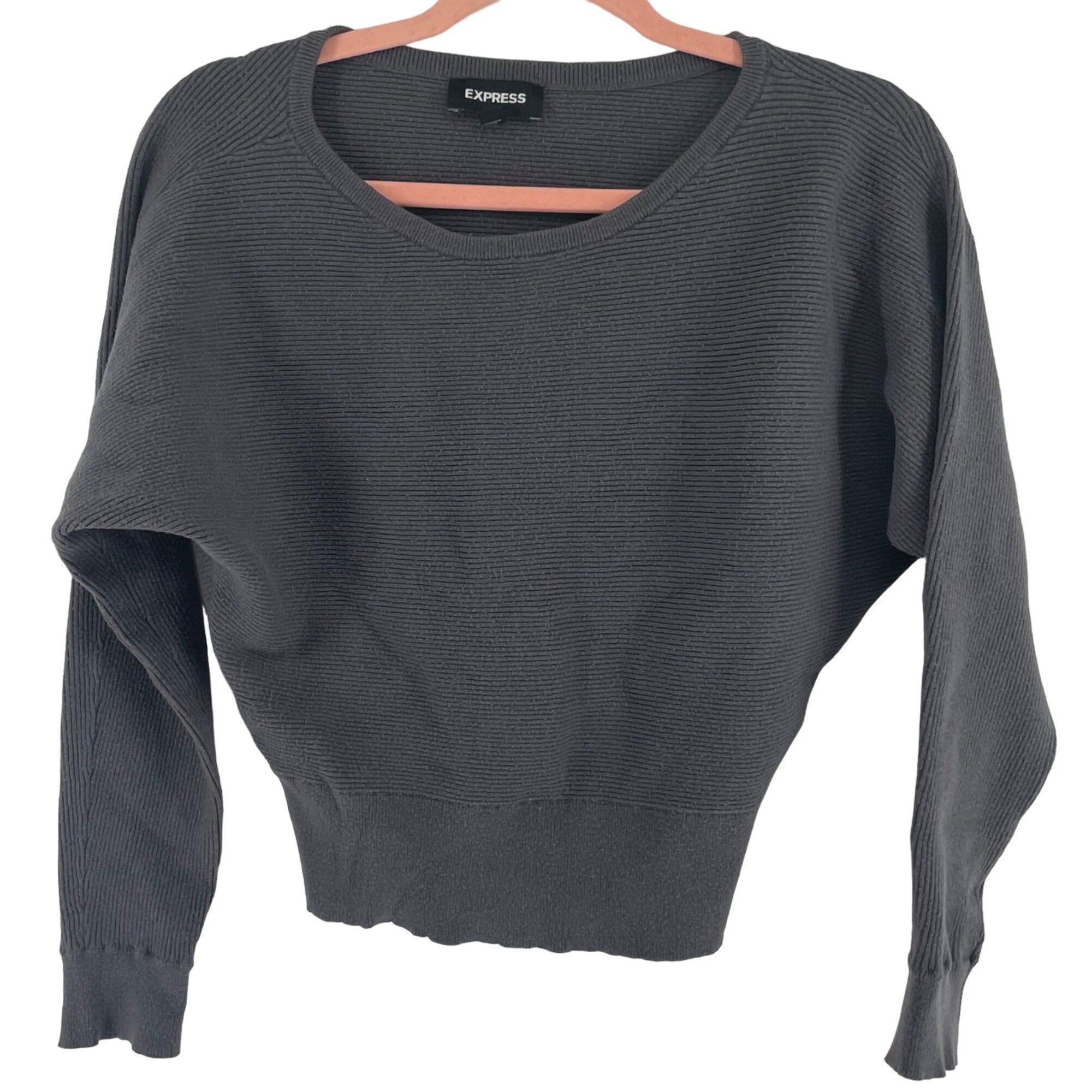 Express Women's Size Small Grey Stretchy Cropped Sweater