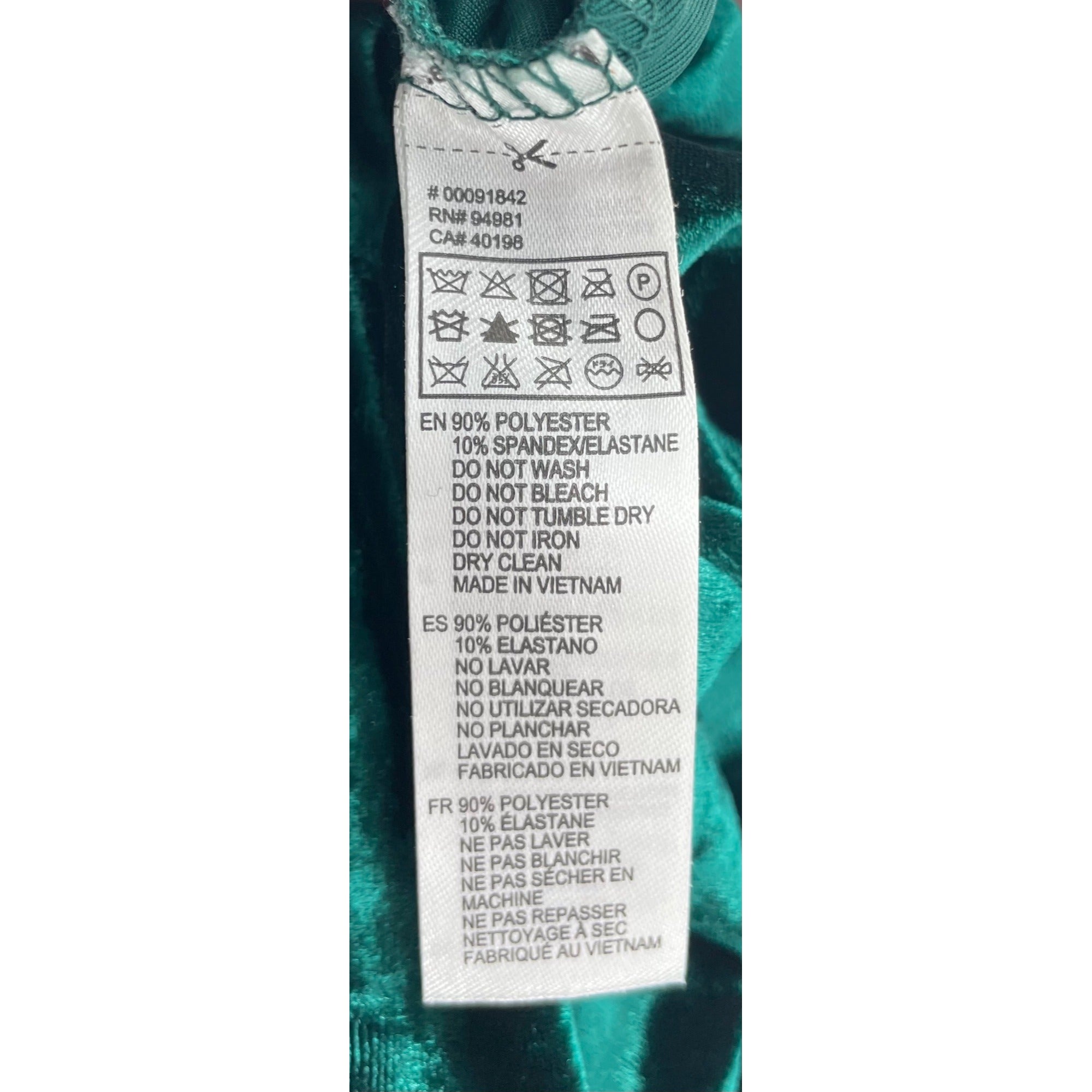Forever 21 Women's Size Medium Crushed Velour Emerald Green 3/4 Length Sleeve A-Line Midi-Dress
