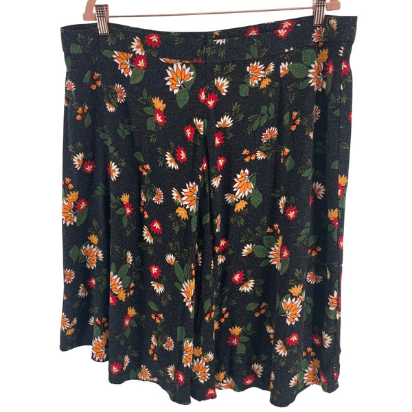 Just Fab Women's Size 2X Black/Multi-Colored Floral A-Line Skirt