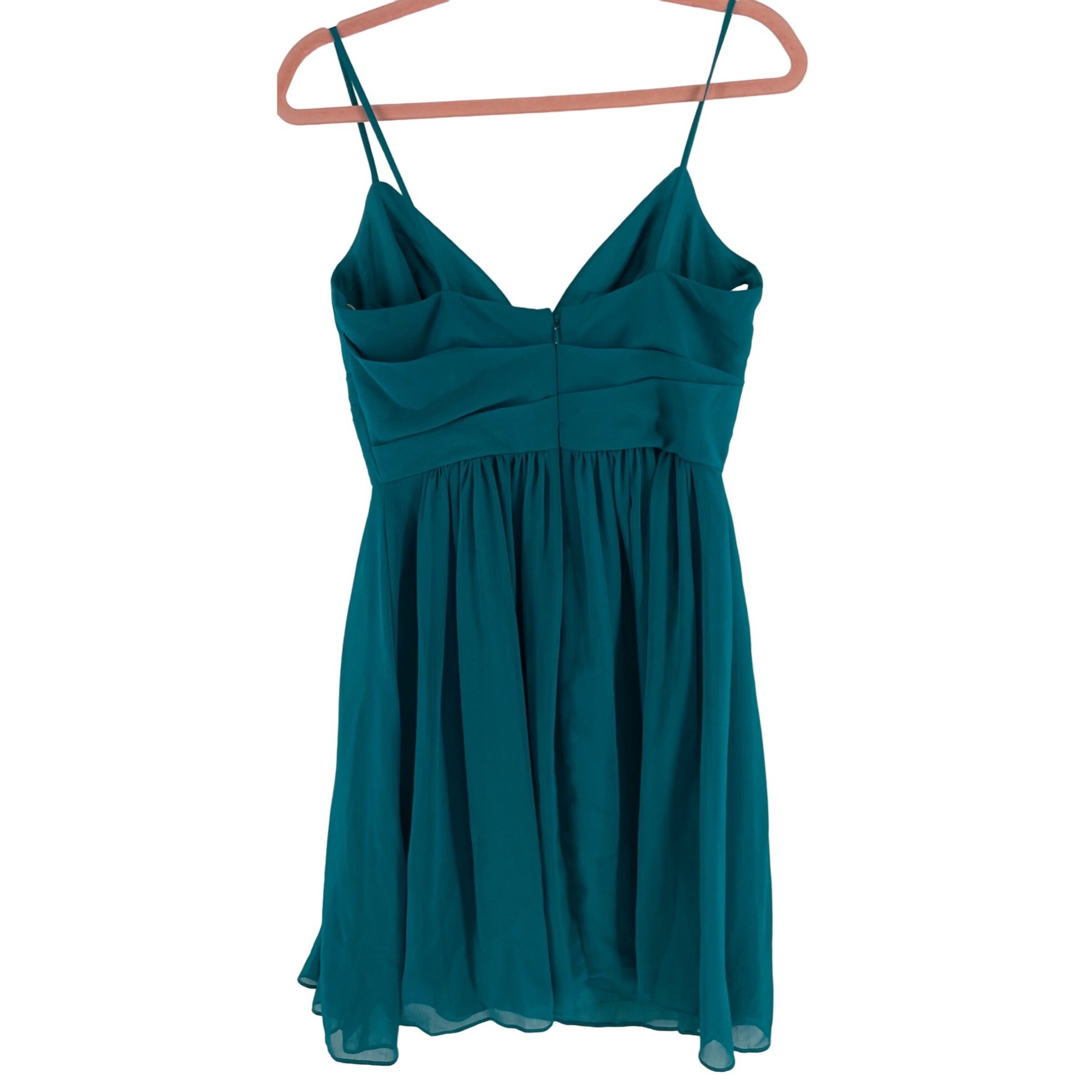 David's Bridal Women's Size 6 Teal Spaghetti Strap Bridesmaid Dress