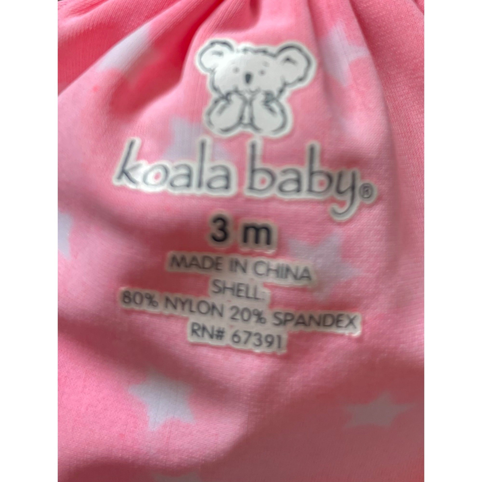 Koala Baby Girl's Size 3 Months Hot Pink & White Star Print Ruffle Trim Swimsuit