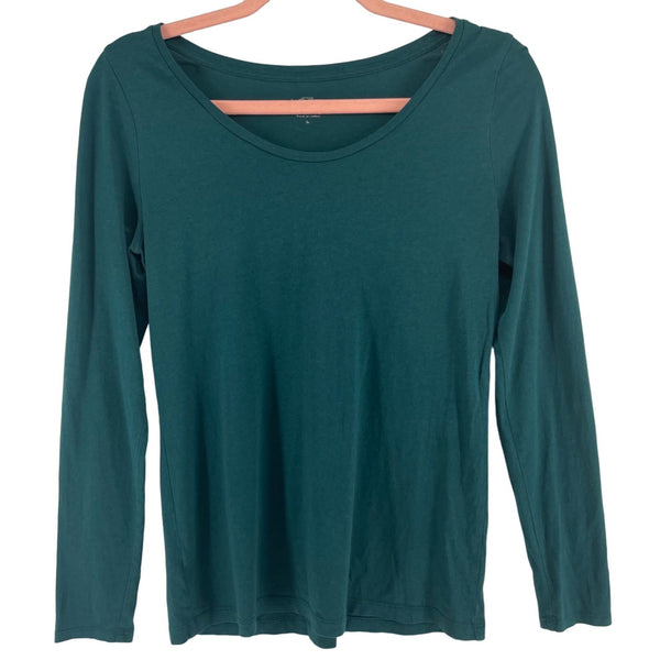 LOFT Women's Size Medium Forest Green Crew Neck Long-Sleeved Shirt