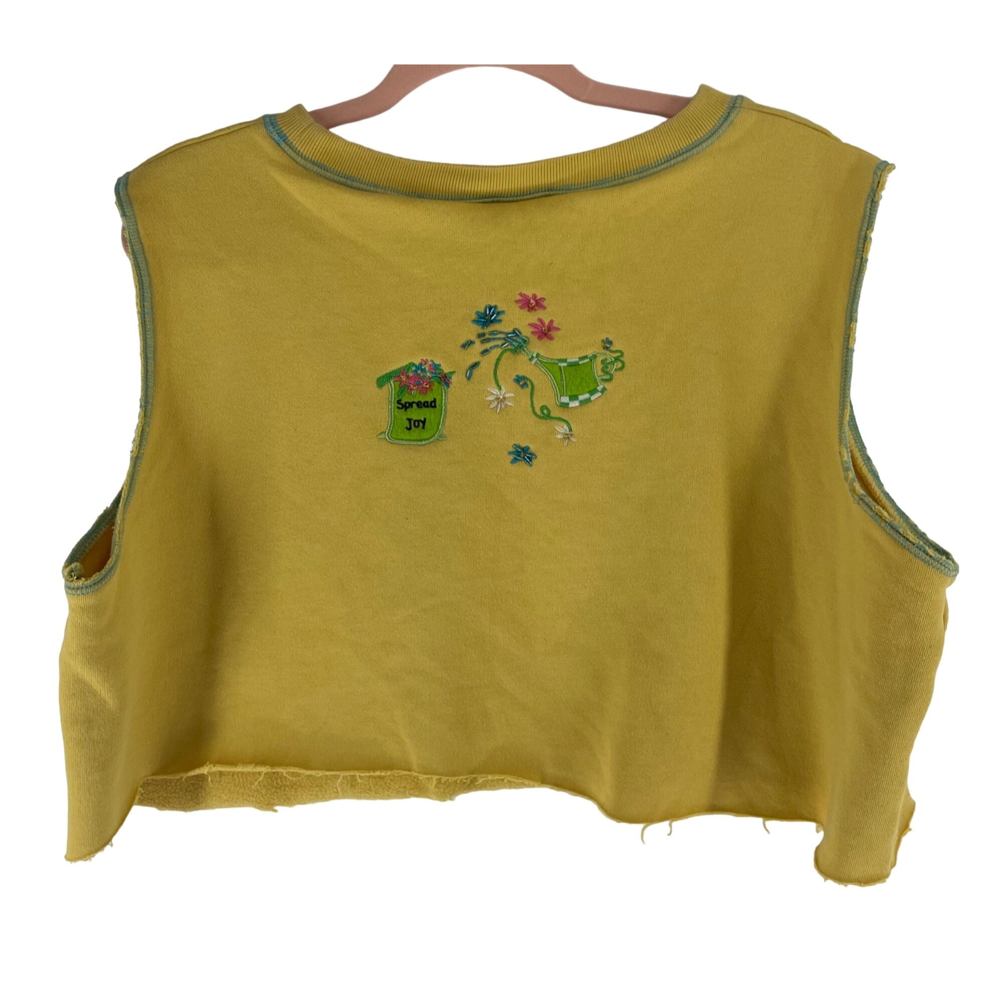 The Quacker Factory Women's Size XL Yellow Fairy Joy Sleeveless Crop Top