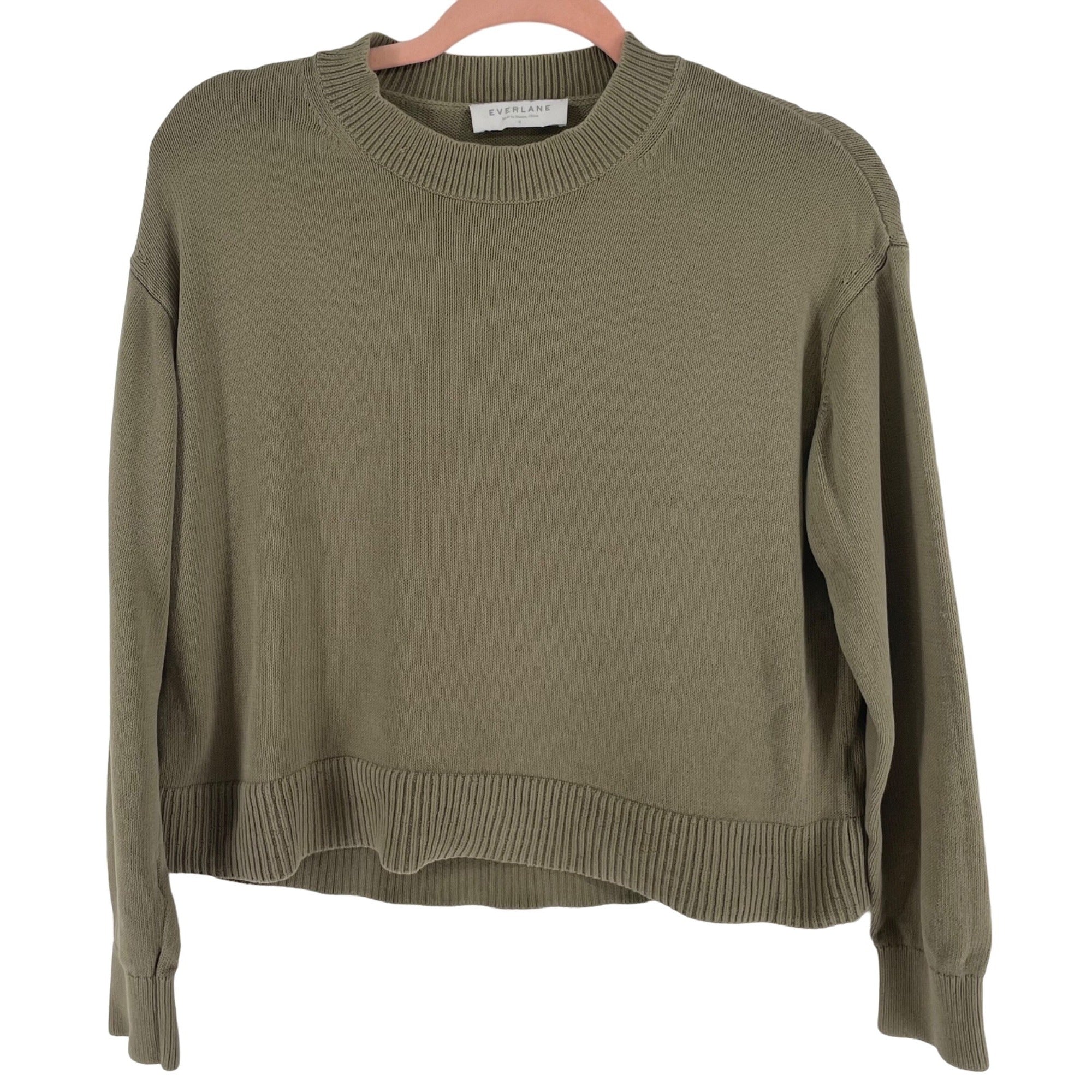 Everlane Women's Size Small Olive Green Cropped Sweater