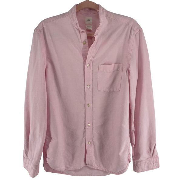 H&M Women's Size Small Light Pink Long-Sleeved Button-Down Shirt