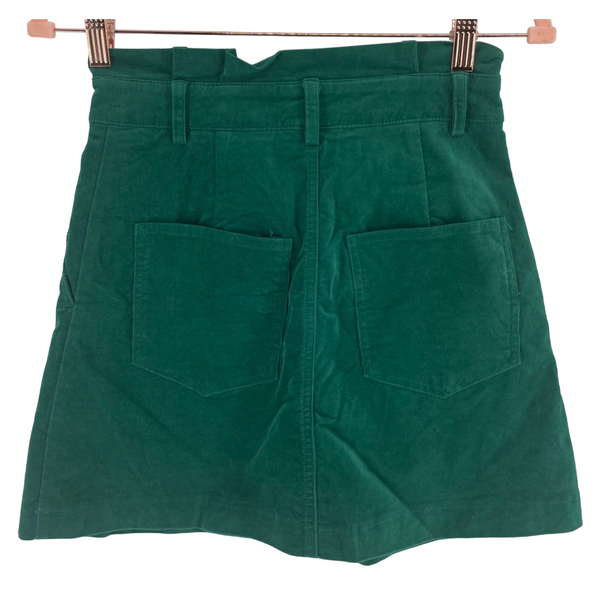 Forever 21 Women's Size Small Forest Green Corduroy A-Line Pleated Mini Skirt
