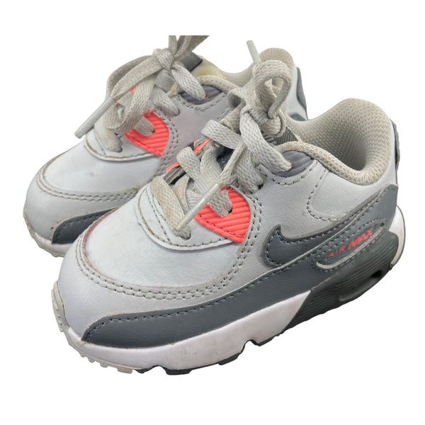 NIKE Girl's Size 5 White, Grey & Coral Tennis Shoe Sneakers