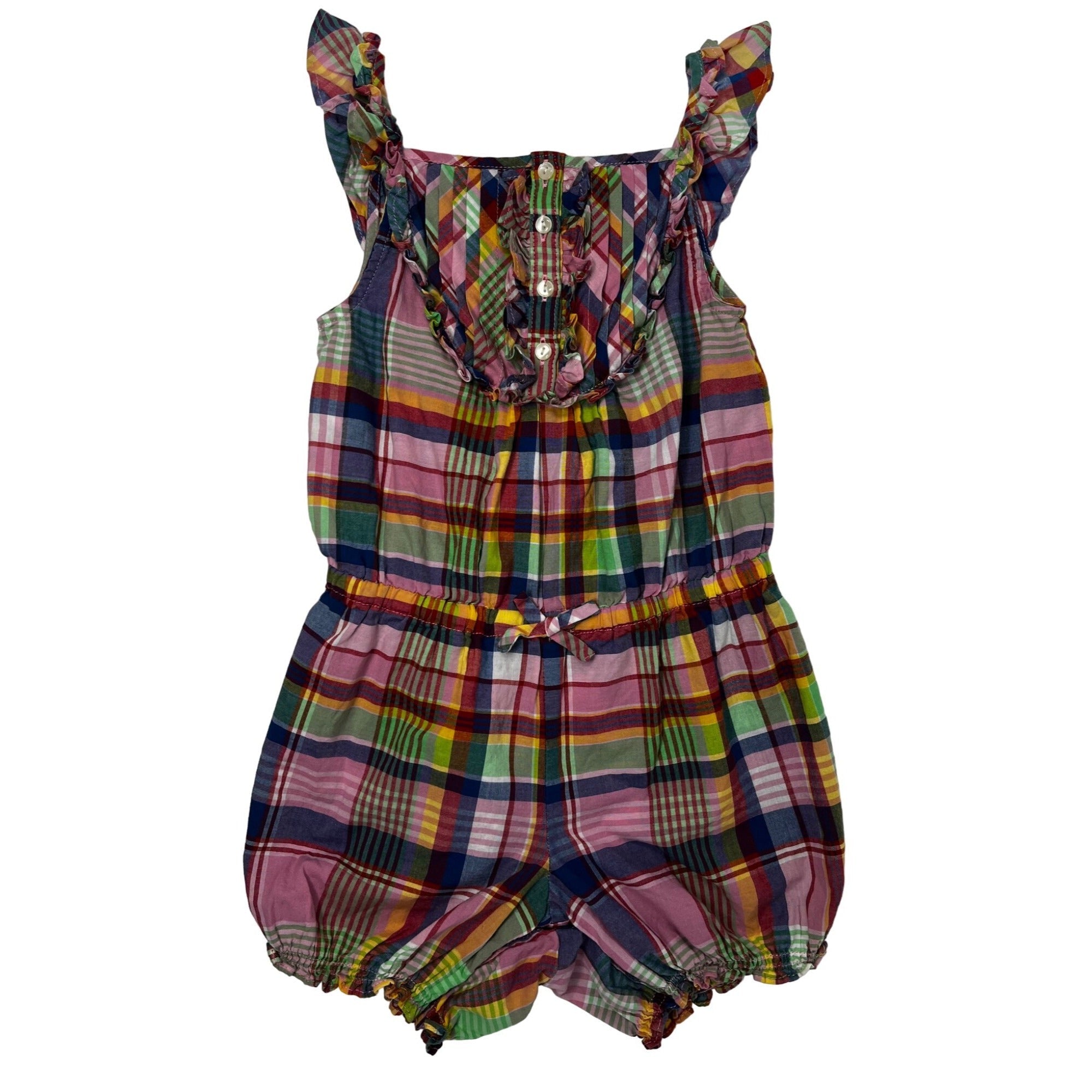 Ralph Lauren Baby Girl's 18M Multi-Colored Sleeveless Plaid Romper