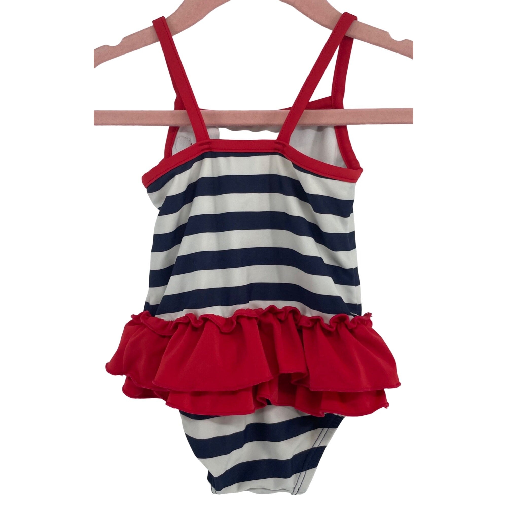 Carter's Baby Girl's Size 12 Mo Red, White & Blue Ruffle Tutu Striped Swimsuit