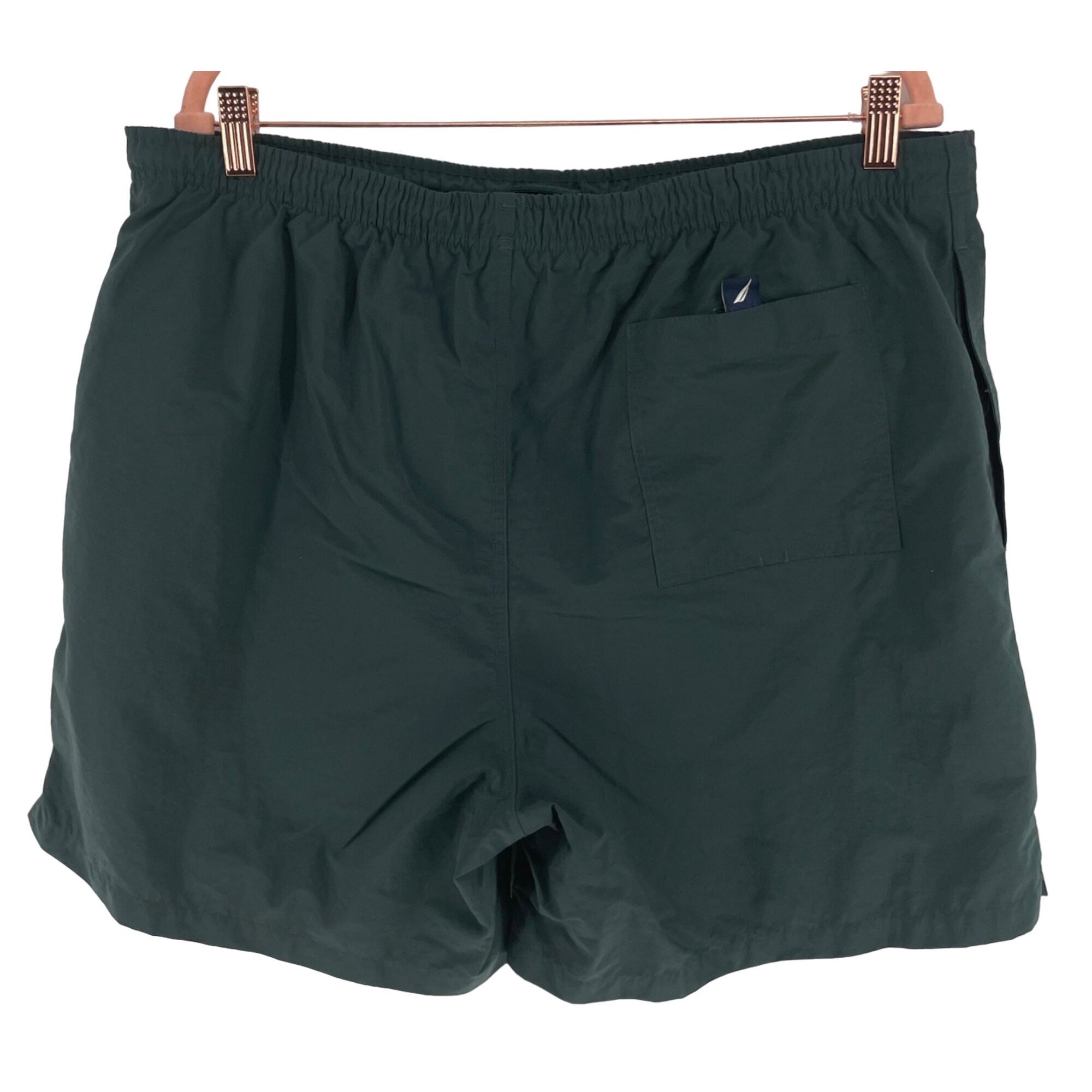 Nautica Men's Size Large Forest Green Elastic Stretch Swim Trunk Shorts