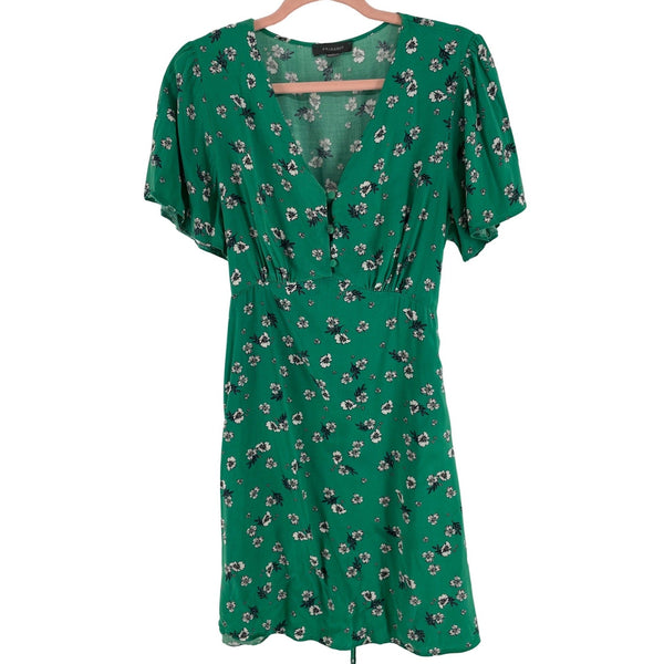 Primark Women's Size 10 Green Floral Mini Dress W/ Waist Tie