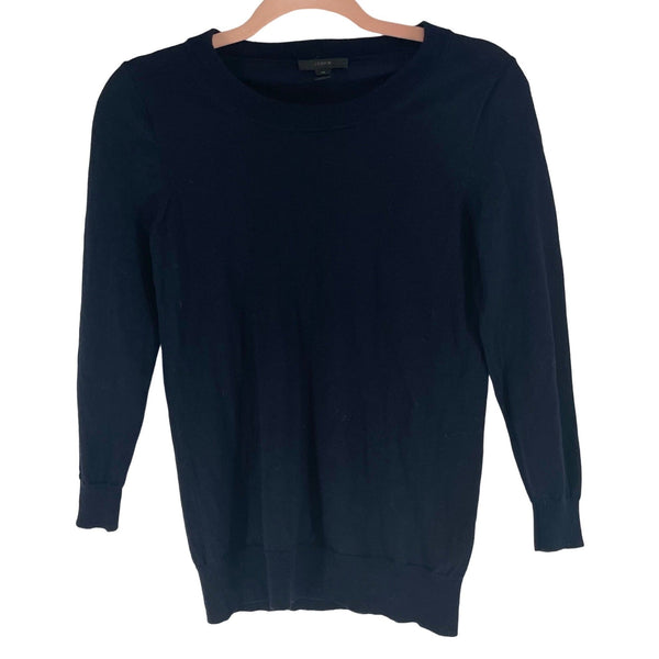 J. Crew Women's Size PS Navy Blue Crew Neck 100% Merino Wool Sweater