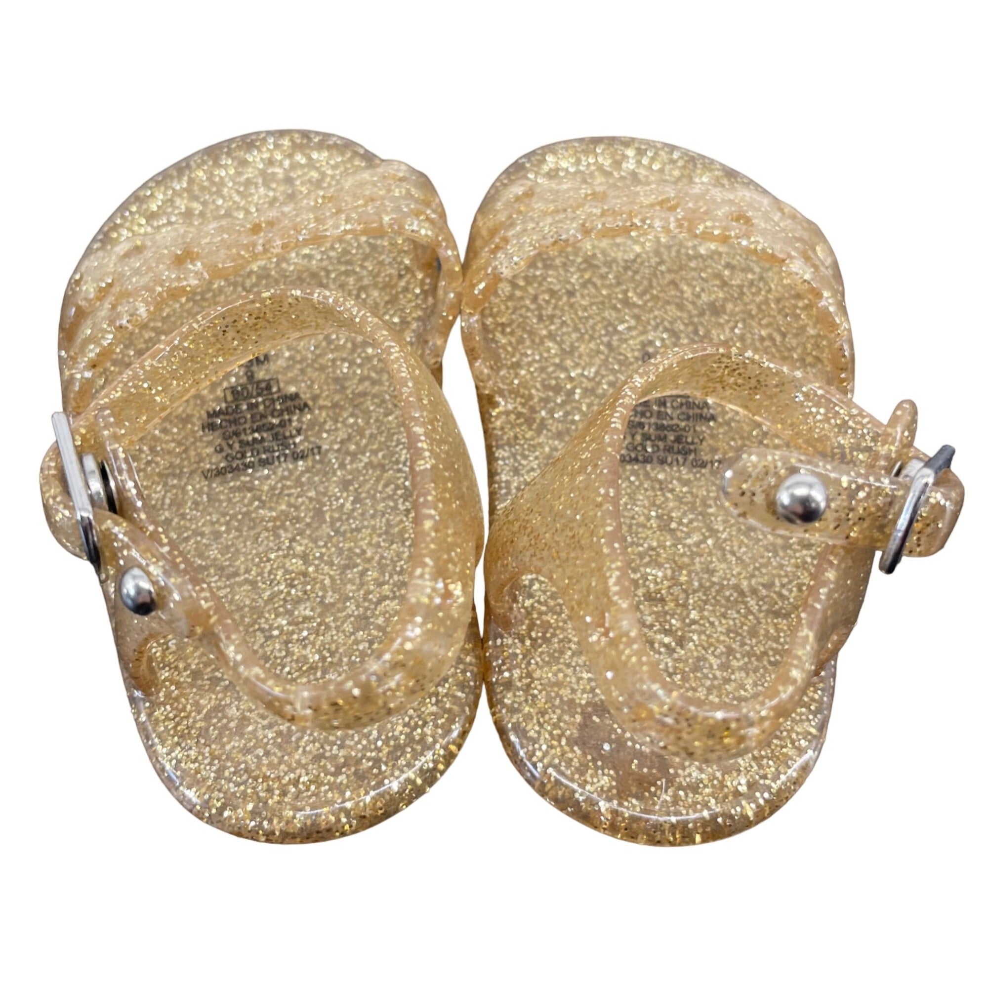 Baby Girl's Size 0-3 Months Gold Rush Jelly Sparkly Flat Sandals