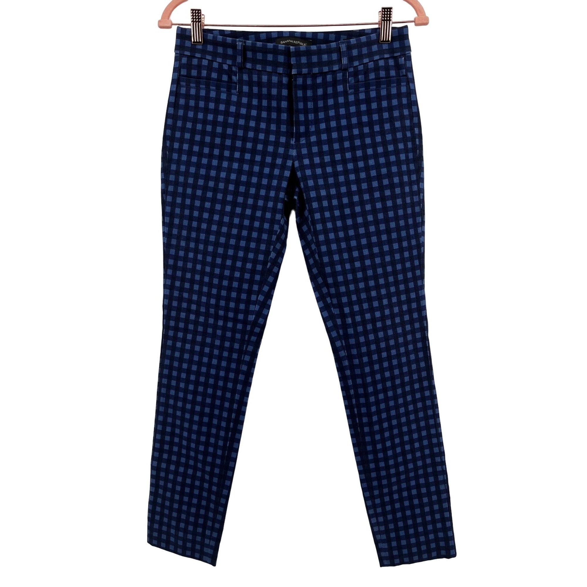 Banana Republic Women's Size 0 Navy & Blue Checked Pants