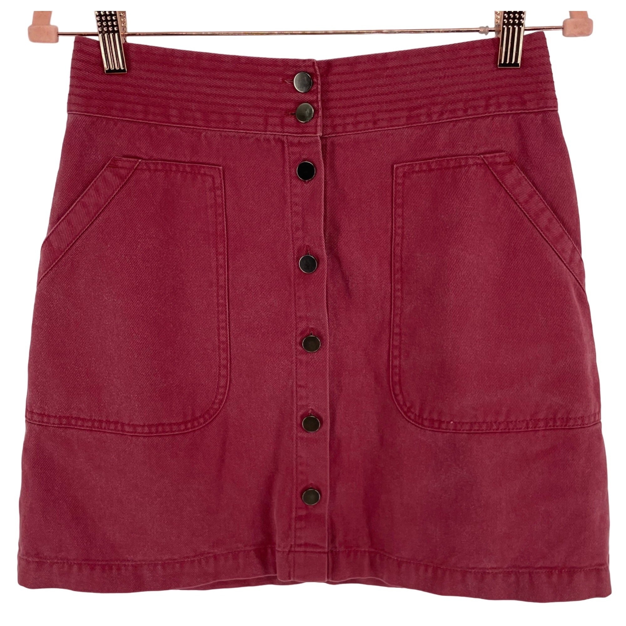 Banana Republic Women's Size 0 Cherry/Mauve Pink Denim Mini Skirt